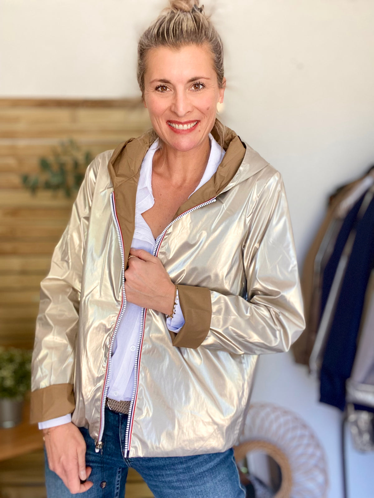 LAURA JO - Imperméable réversible GARANCE COURT léger - Camel/Doré