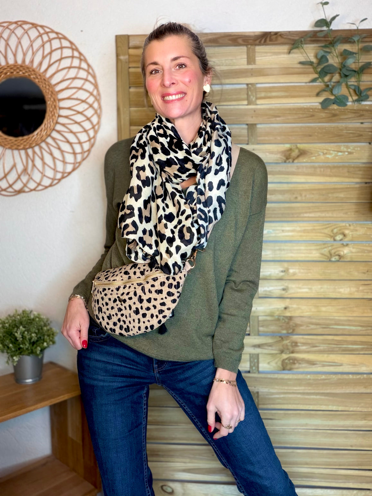 Foulards Léo CLEM - Beige / noir 🐆
