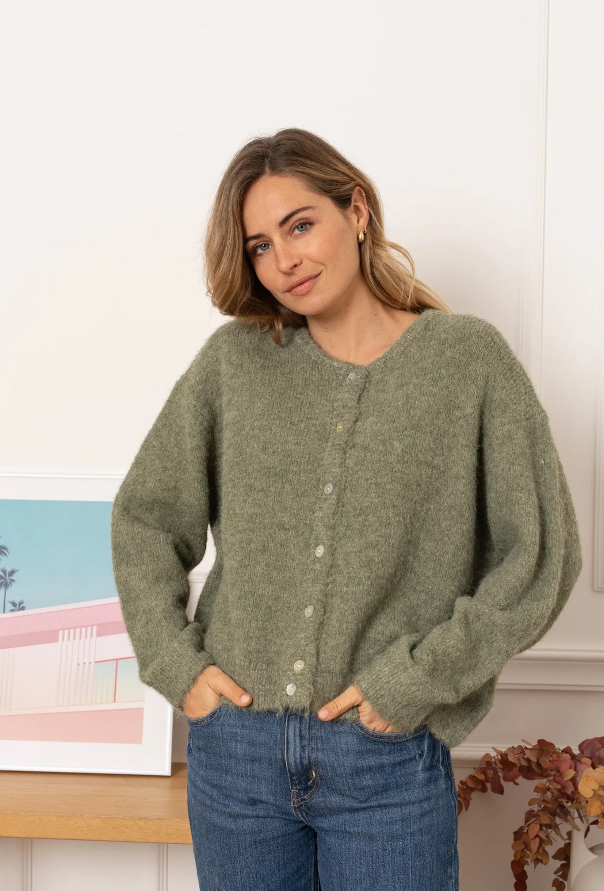 Gilet en maille MERYL - Olive