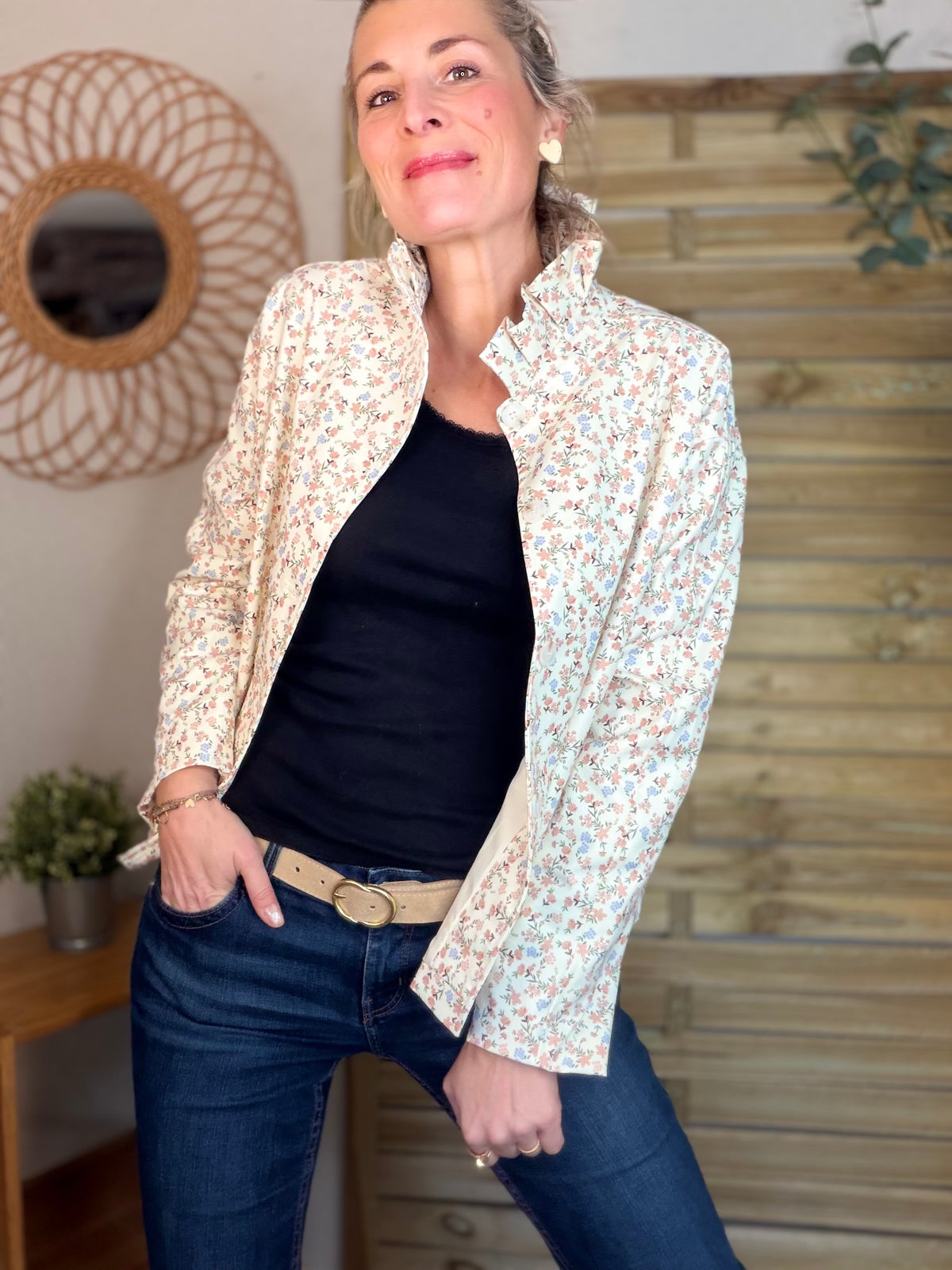 Veste col victorien NICKY Fleurie - FIN DE SÉRIE