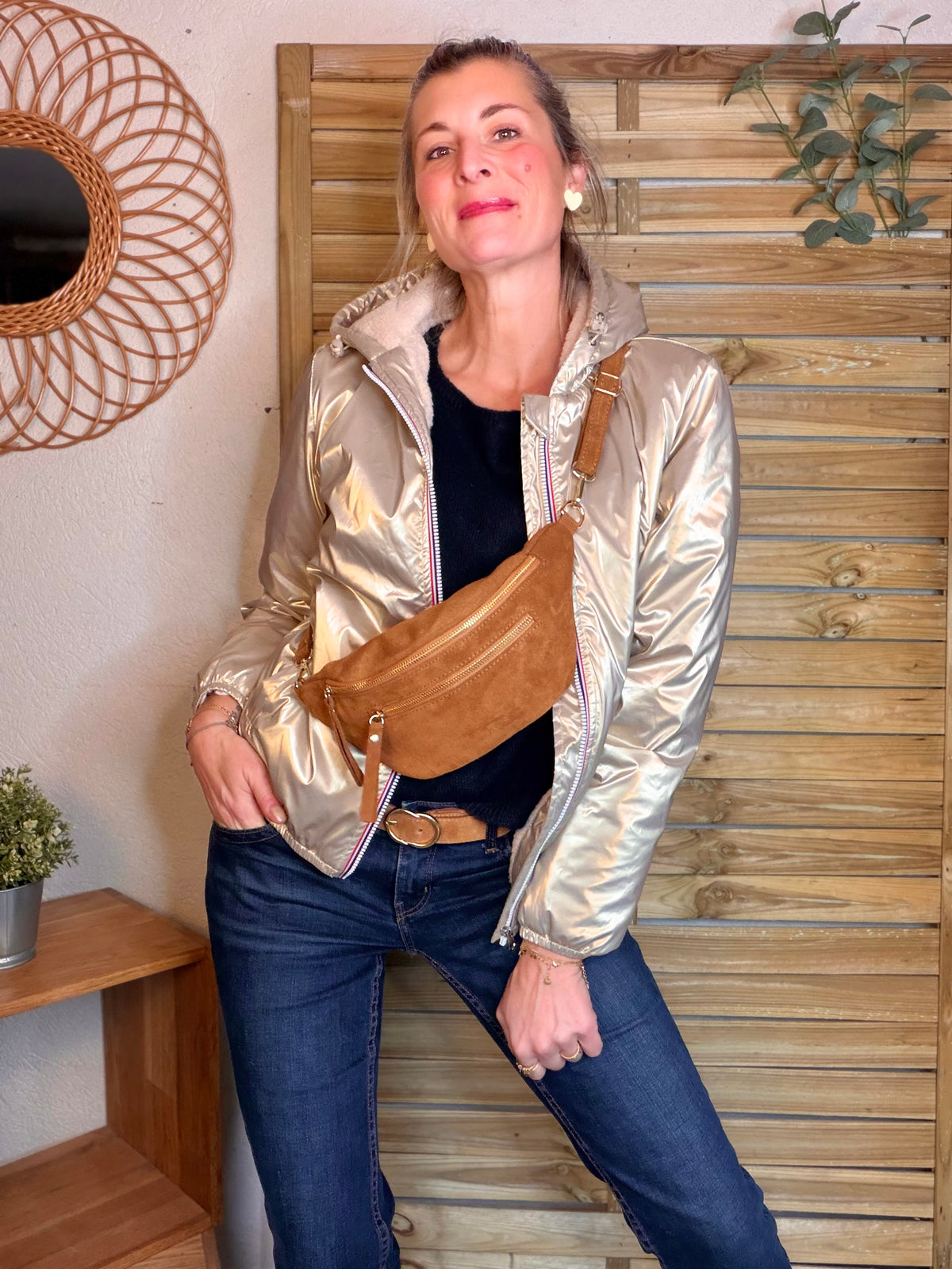 LAURA JO - Parka Imperméable LOUISE COURT sherpa - Doré
