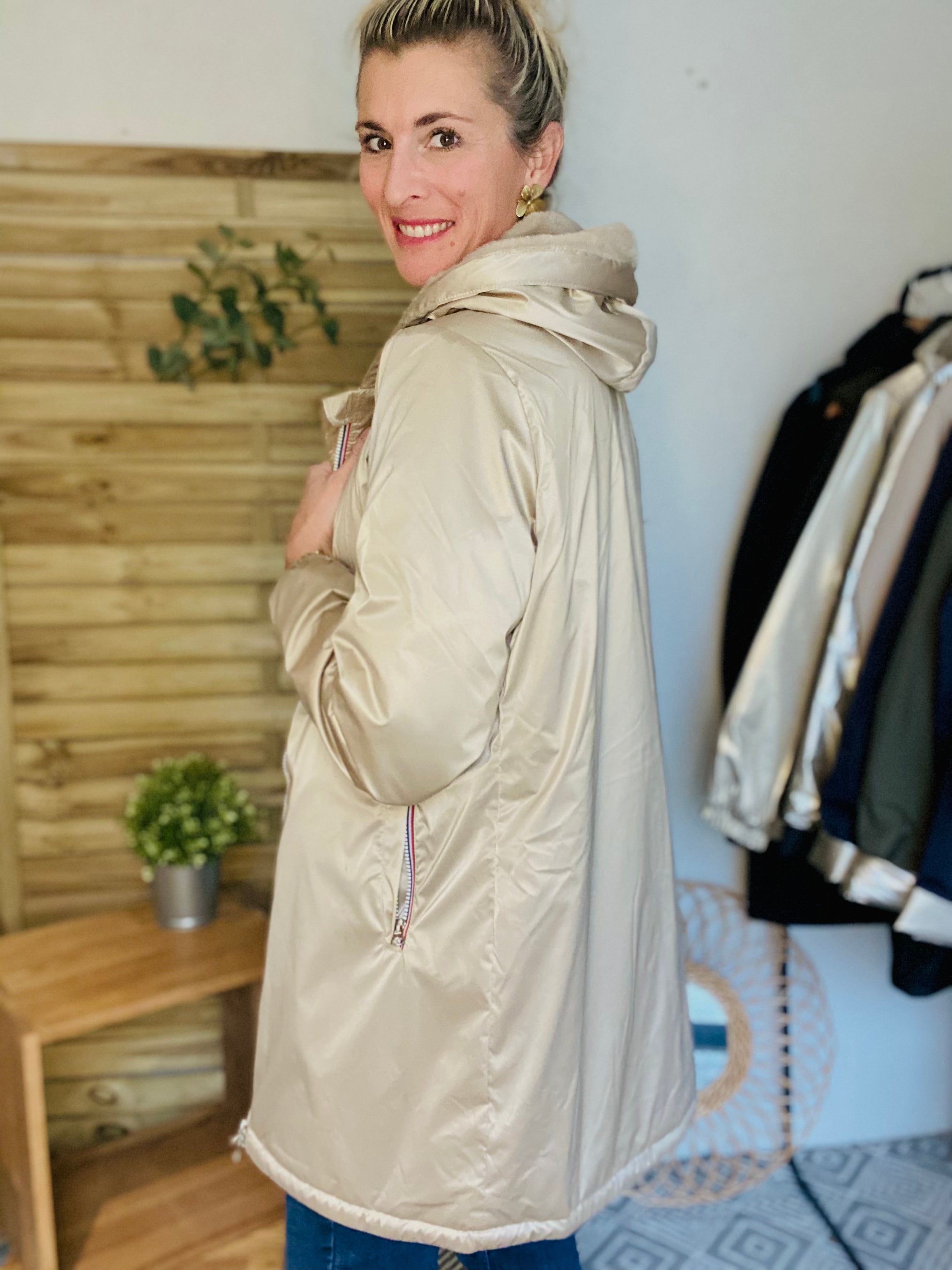 LAURA JO - Parka Imperméable LOUISE LONG fourré - Sable irisé