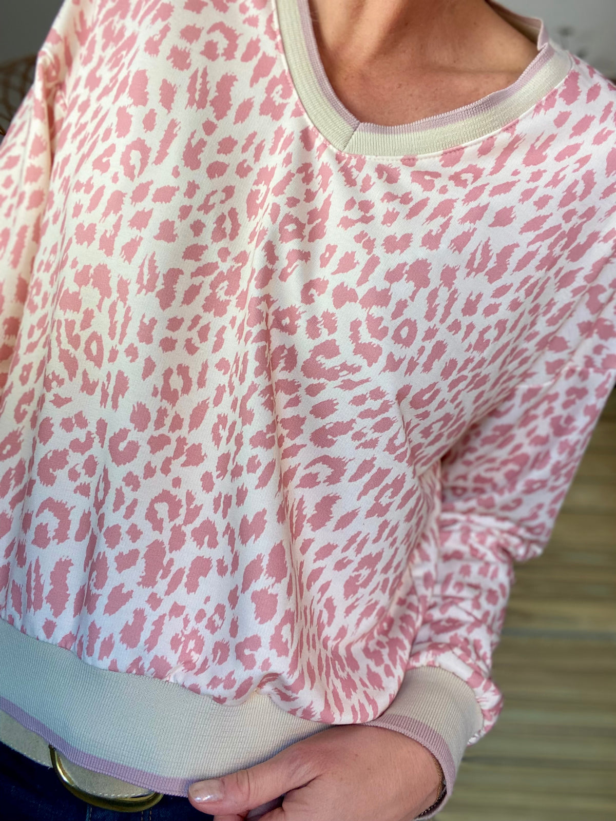 Sweat imprimé Léo 🐆 AMANDINE - Rose dragée