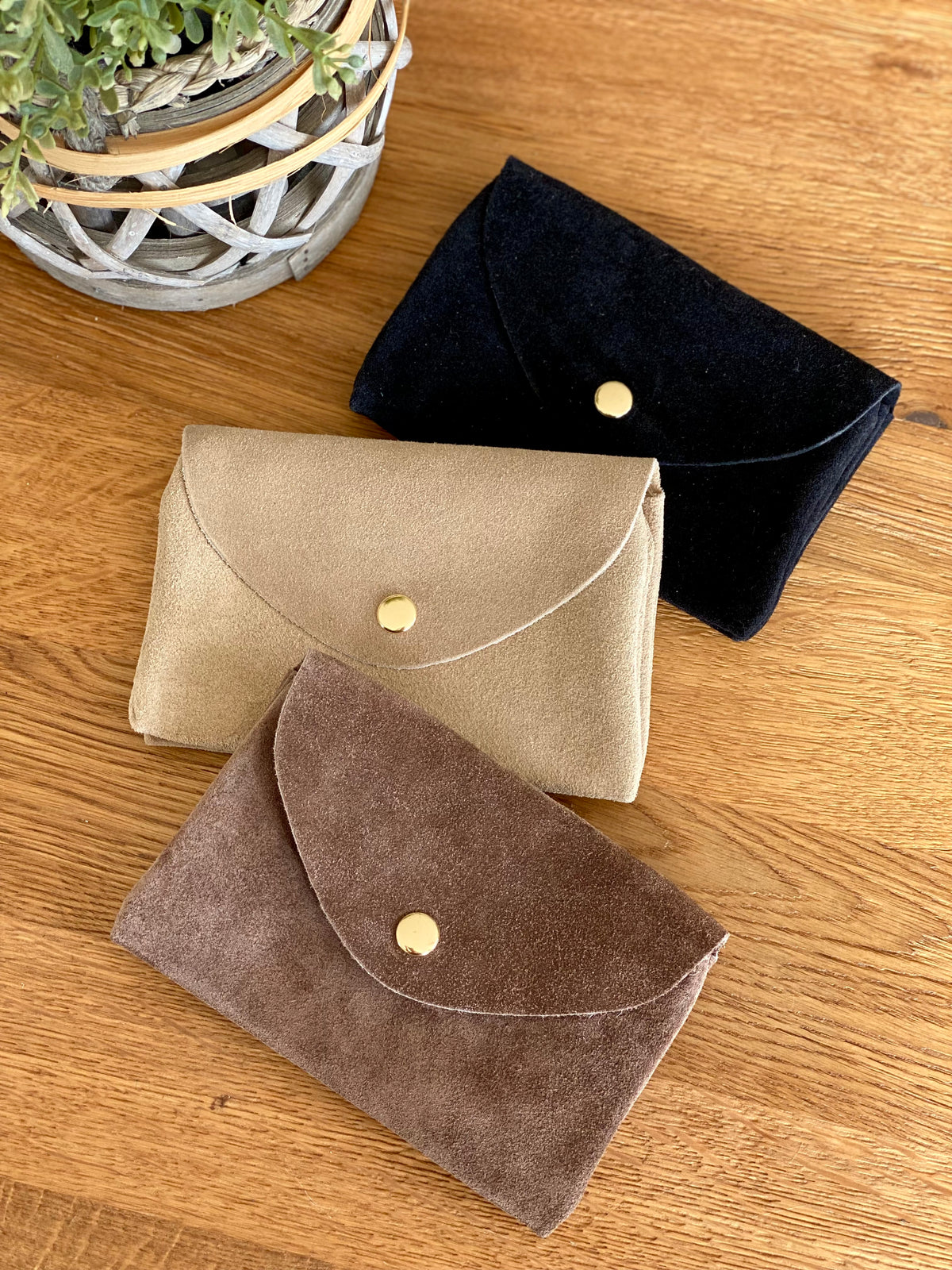 Porte monnaie / porte carte XL+ en cuir daim - BASILE