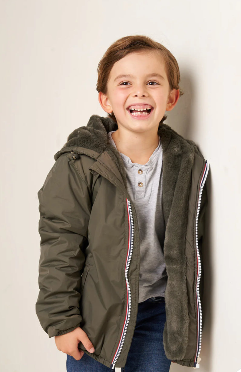 LAURA JO - Parka Imperméable mixte LOUIS.E KIDS fourré - Kaki