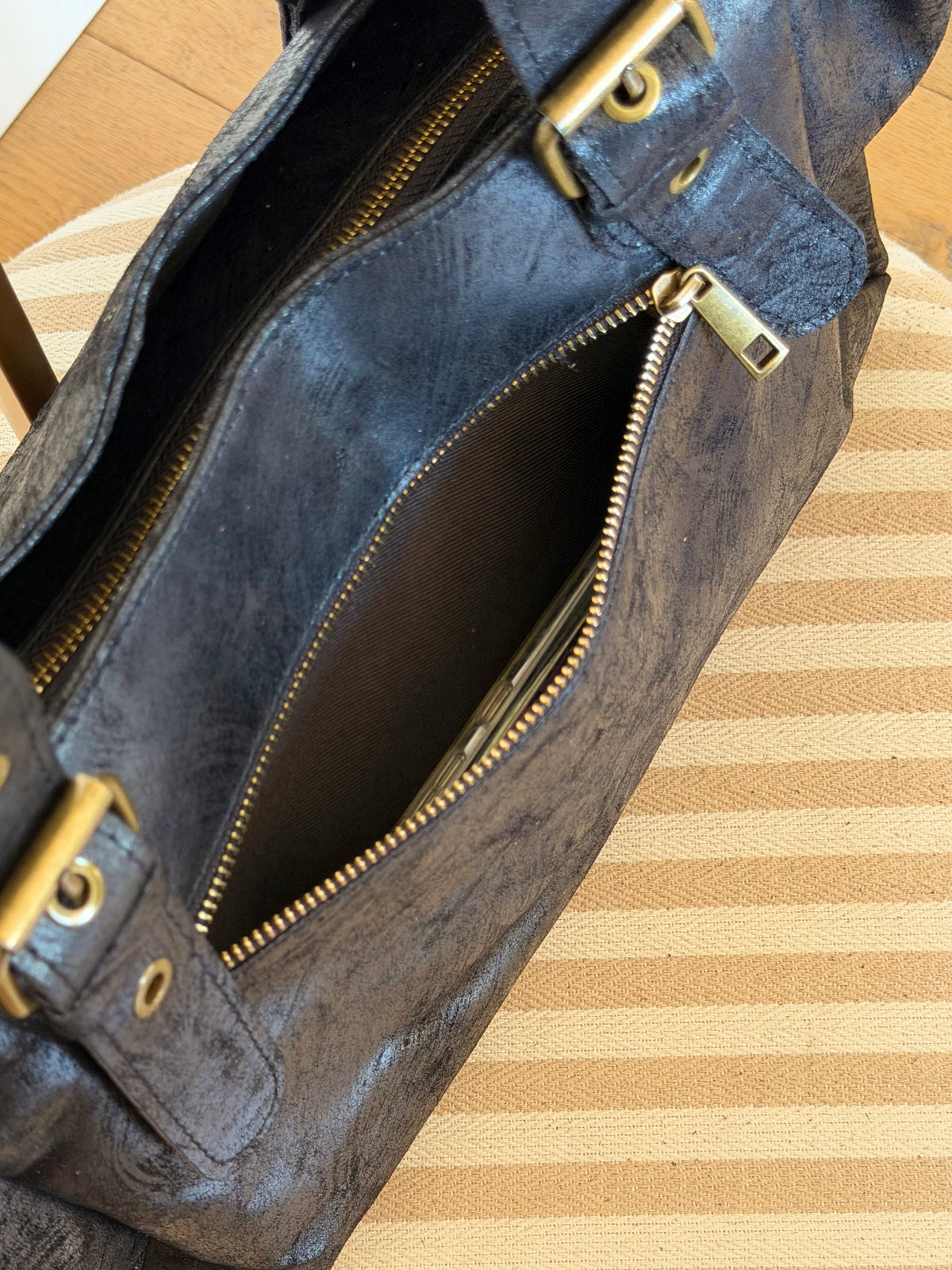 Sac cabas XL en cuir vieilli • COOPER Noir