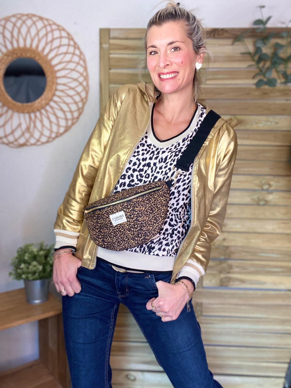Sweat imprimé Léo 🐆 AMANDINE - Noir