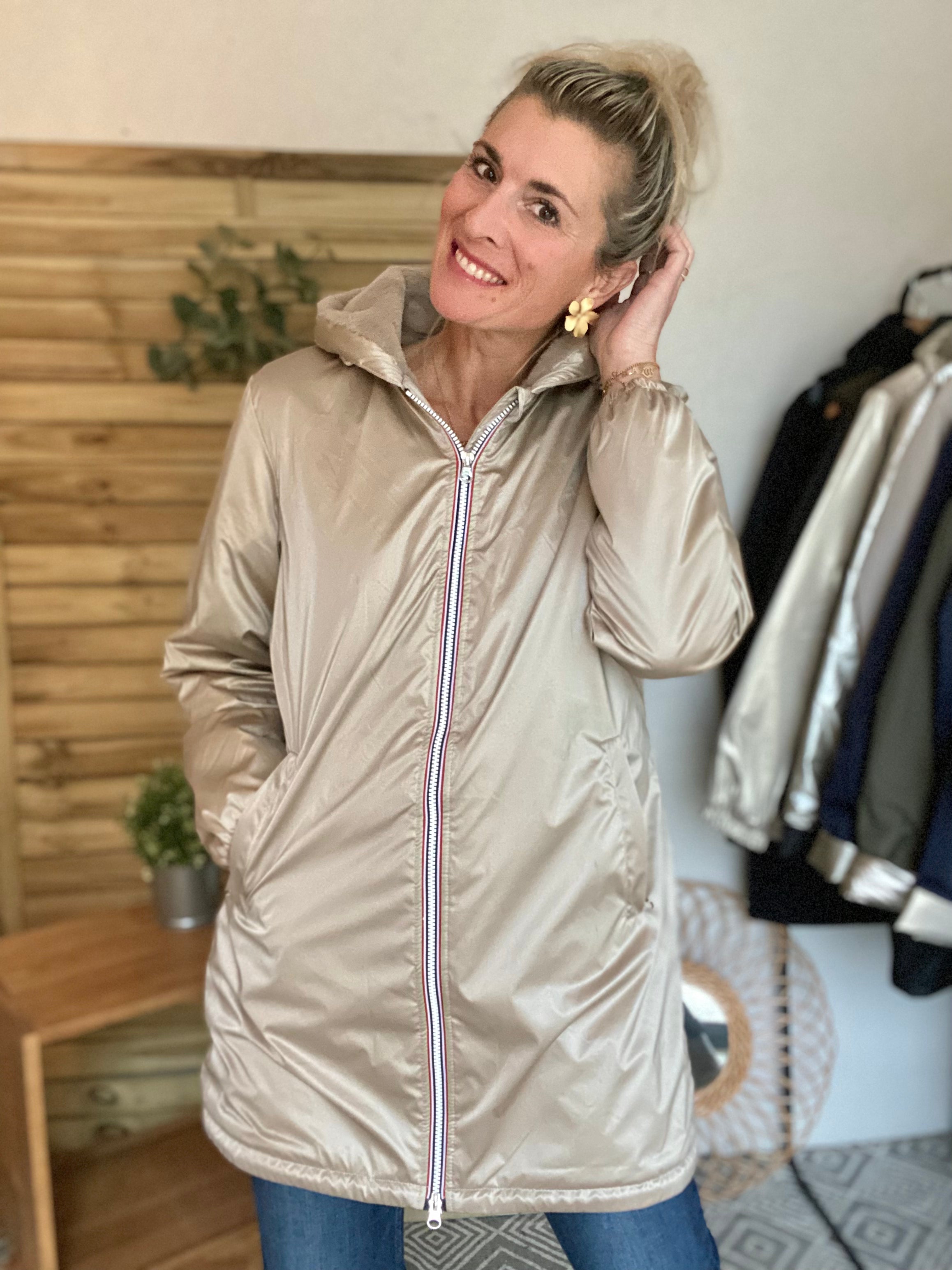 LAURA JO - Parka Imperméable LOUISE LONG fourré - Sable irisé
