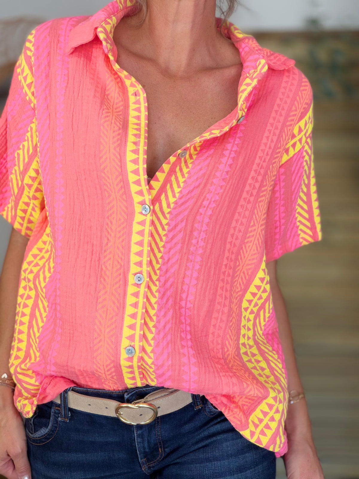 Chemise rayée en gaze de coton ROSIBEL - FIN DE SÉRIE