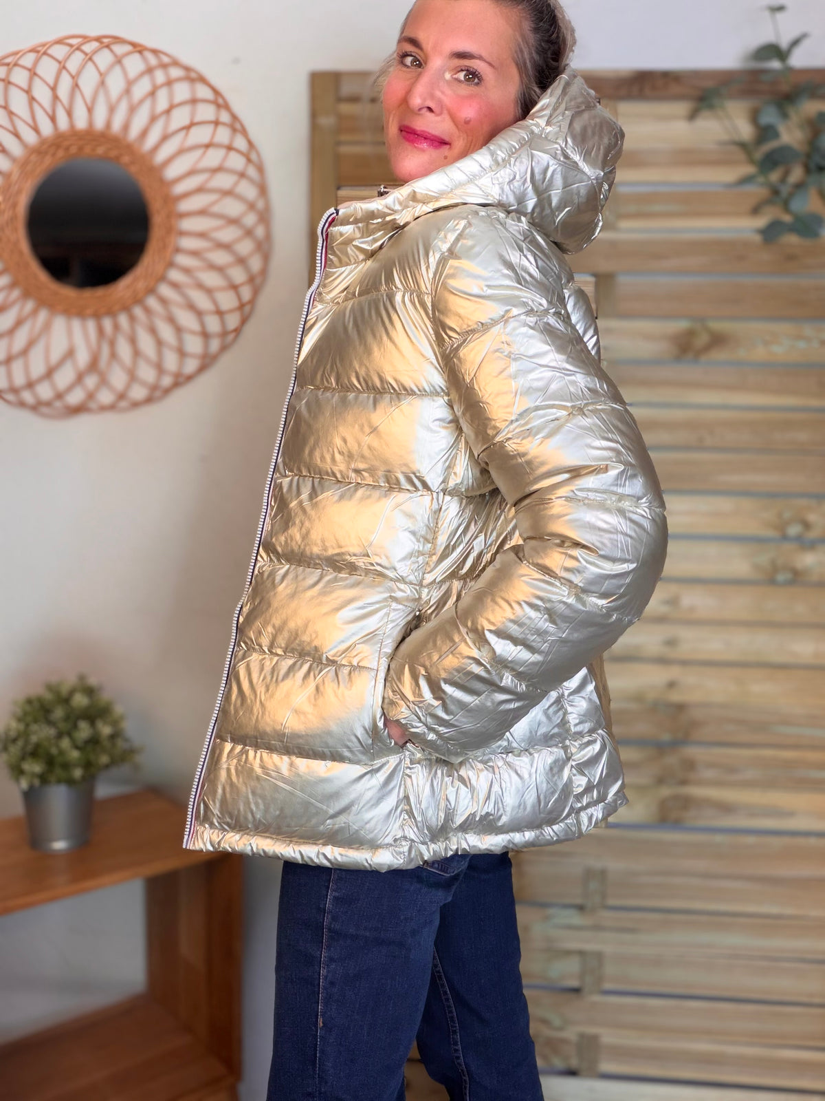 Doudoune imperméable réversible ANGÈLE COURT - Beige - MELYA MELODY