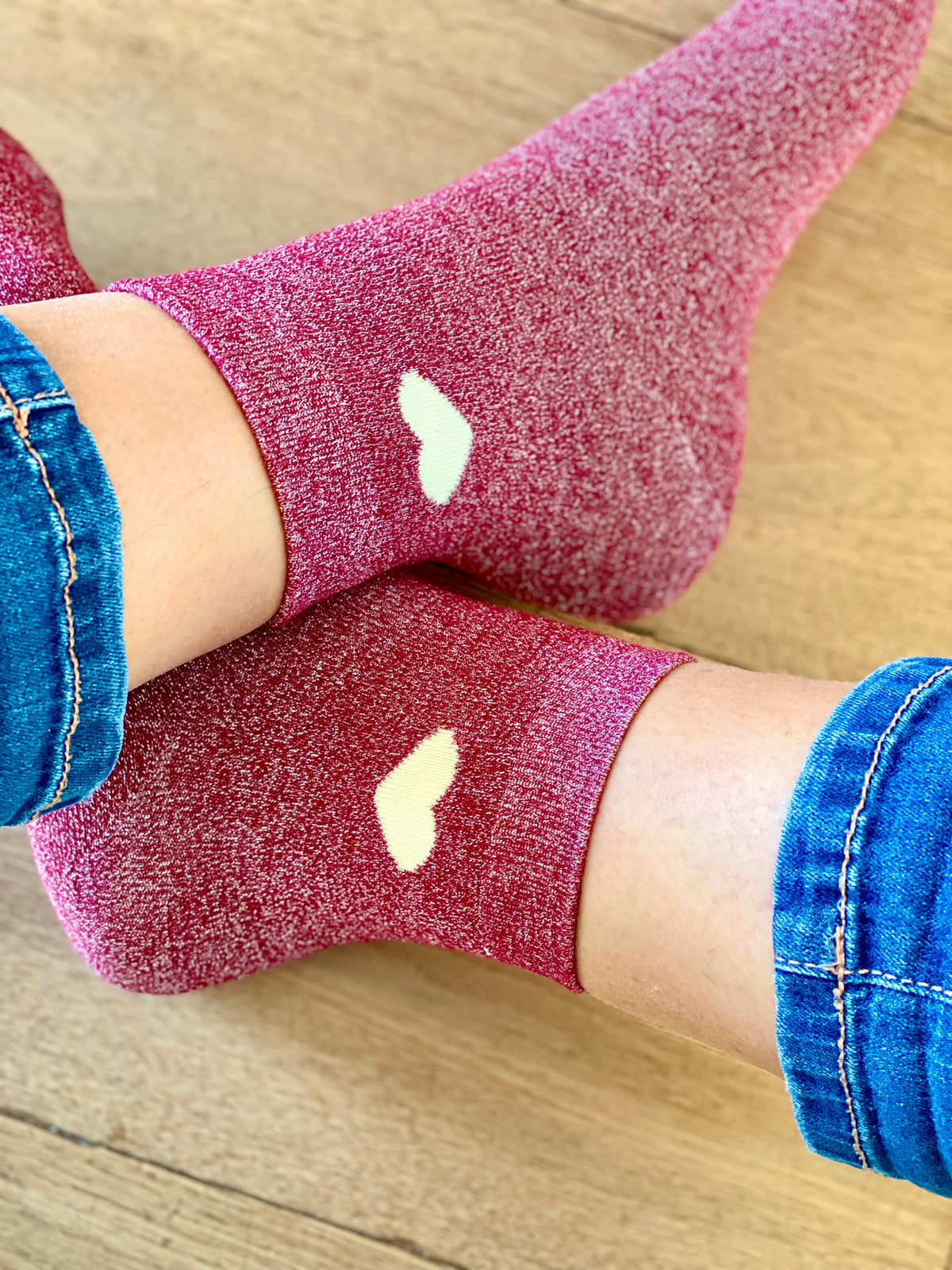 Chaussettes scintillantes glitter ZAHO - Coeur ❤️💛 FIN DE SÉRIE