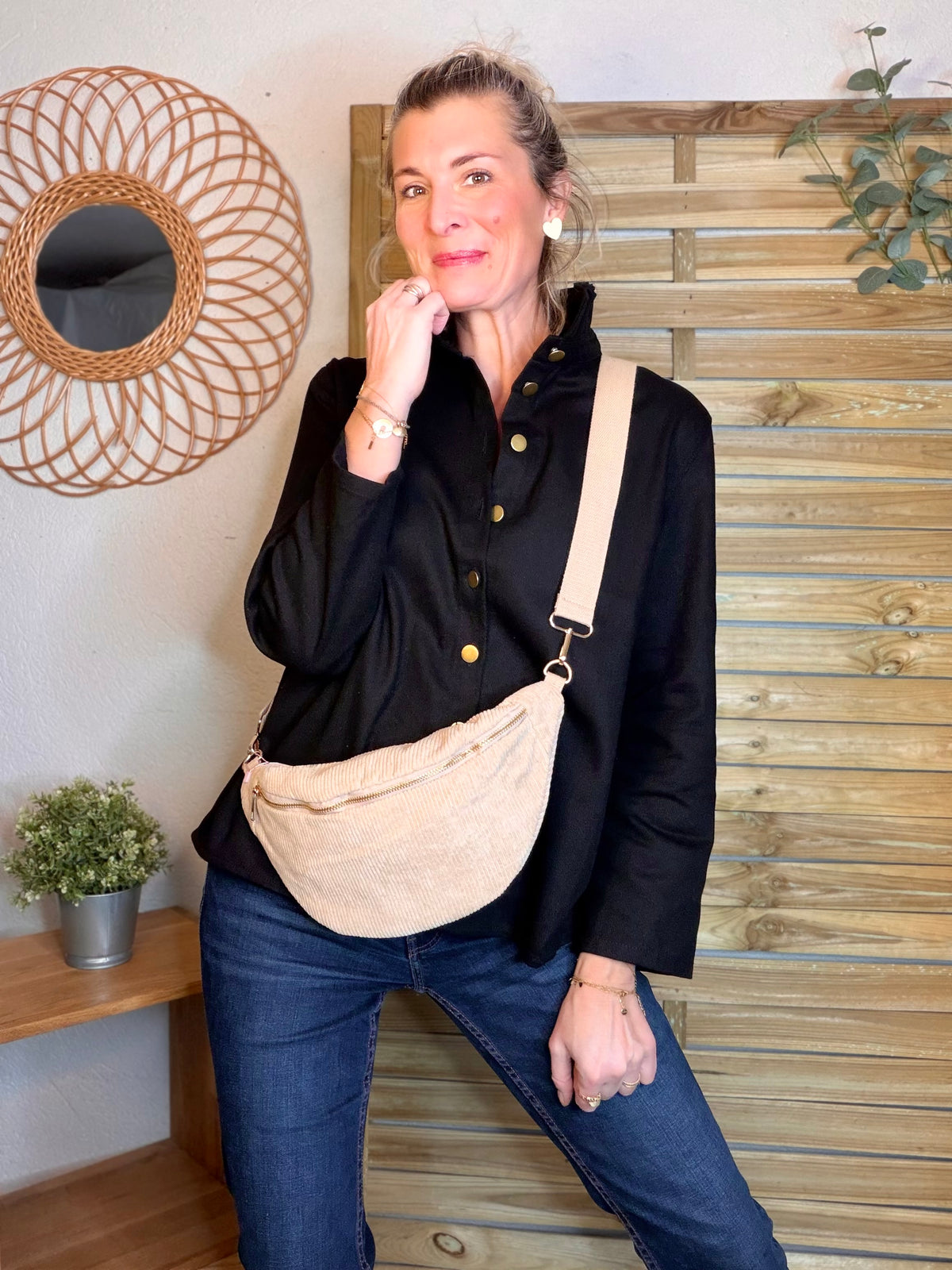 Sac banane XL velours côtelé Ciao Boum - IVY - Beige (20 coloris)