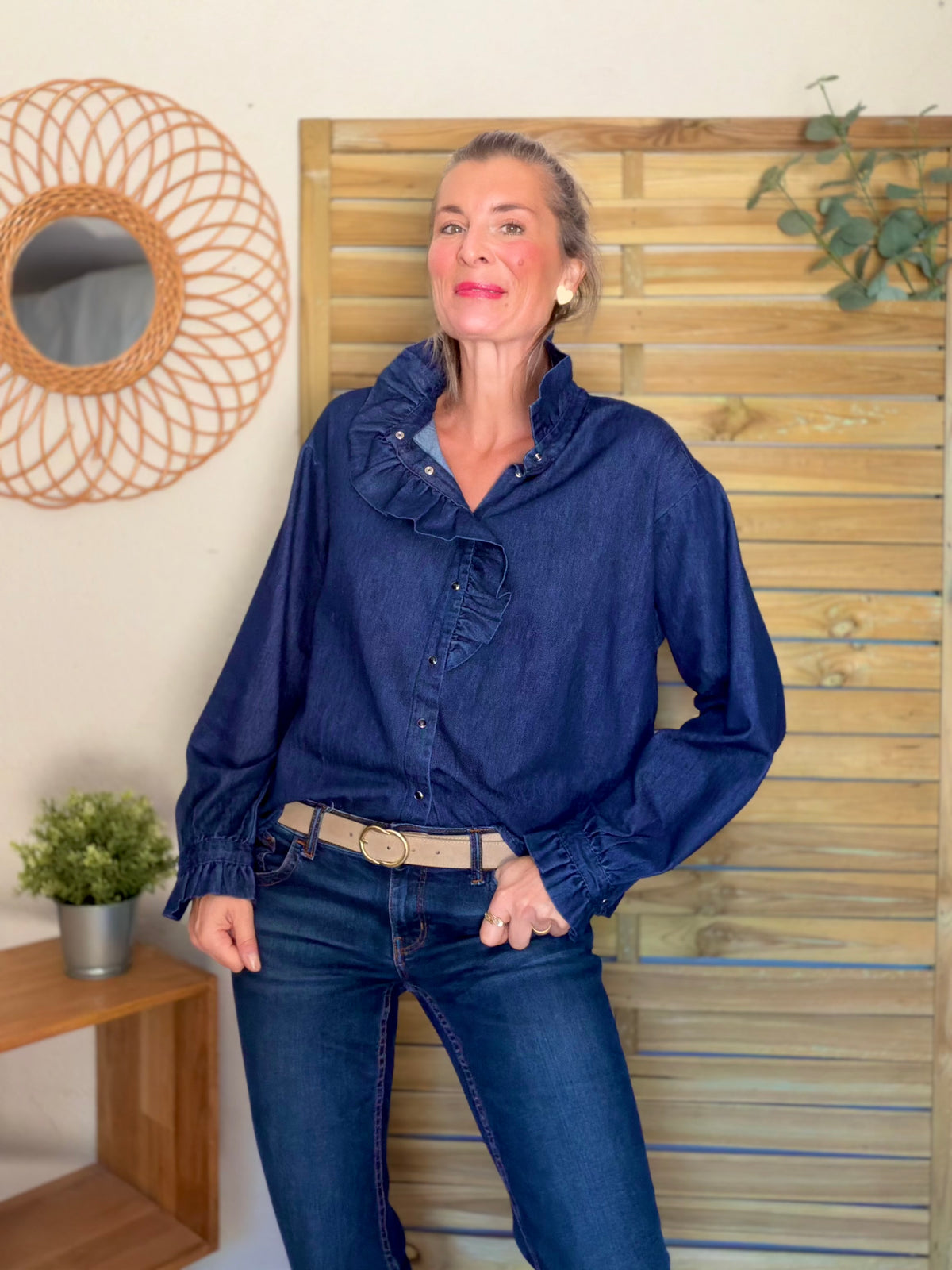 Chemise Denim brut col victorien SOPHIE