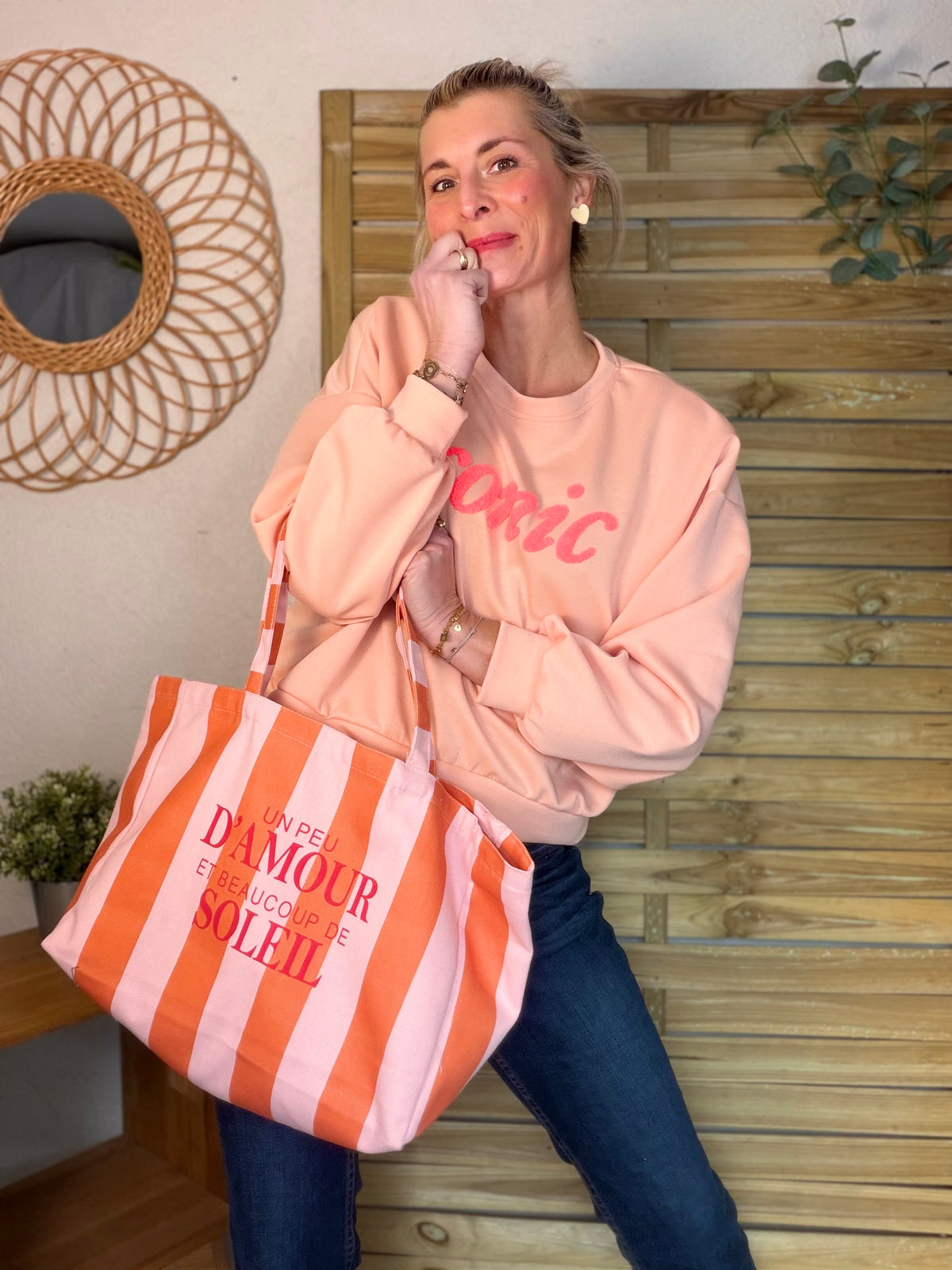 Grand cabas Tote bag Amour / Soleil ELSY