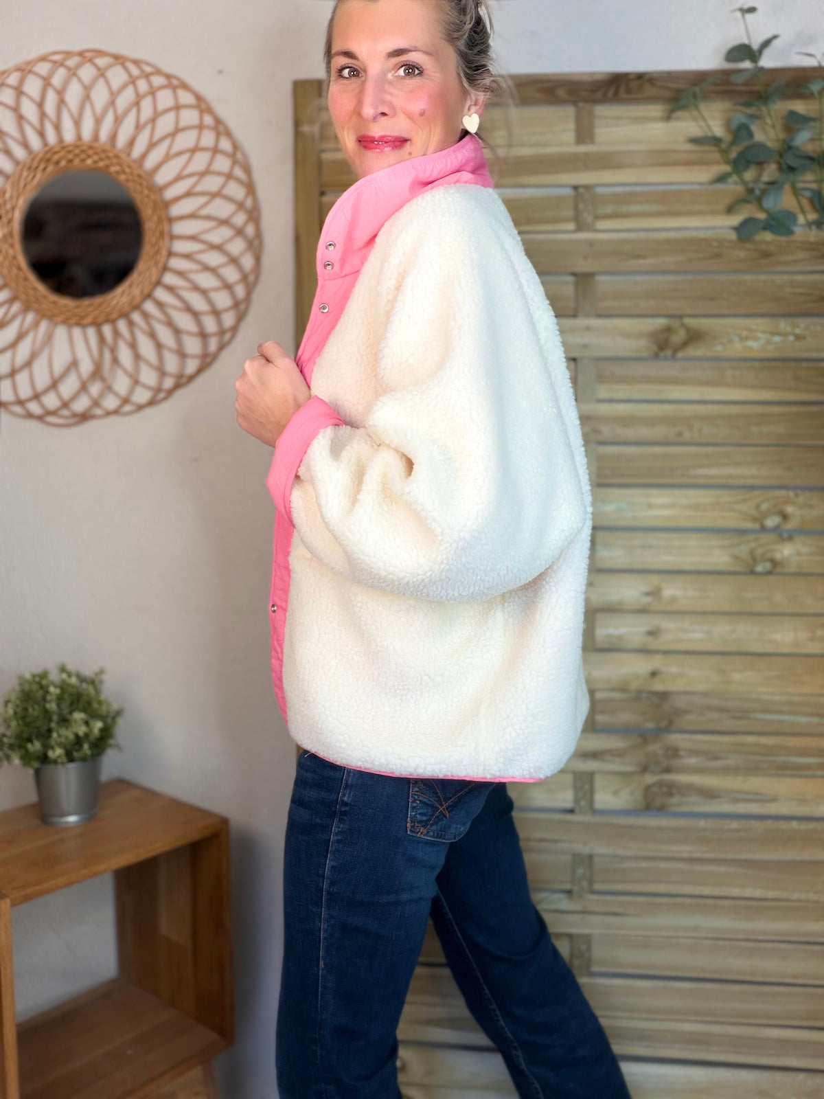 Veste matelassée réversible Sherpa AMÉLIE Rose - FIN DE SÉRIE