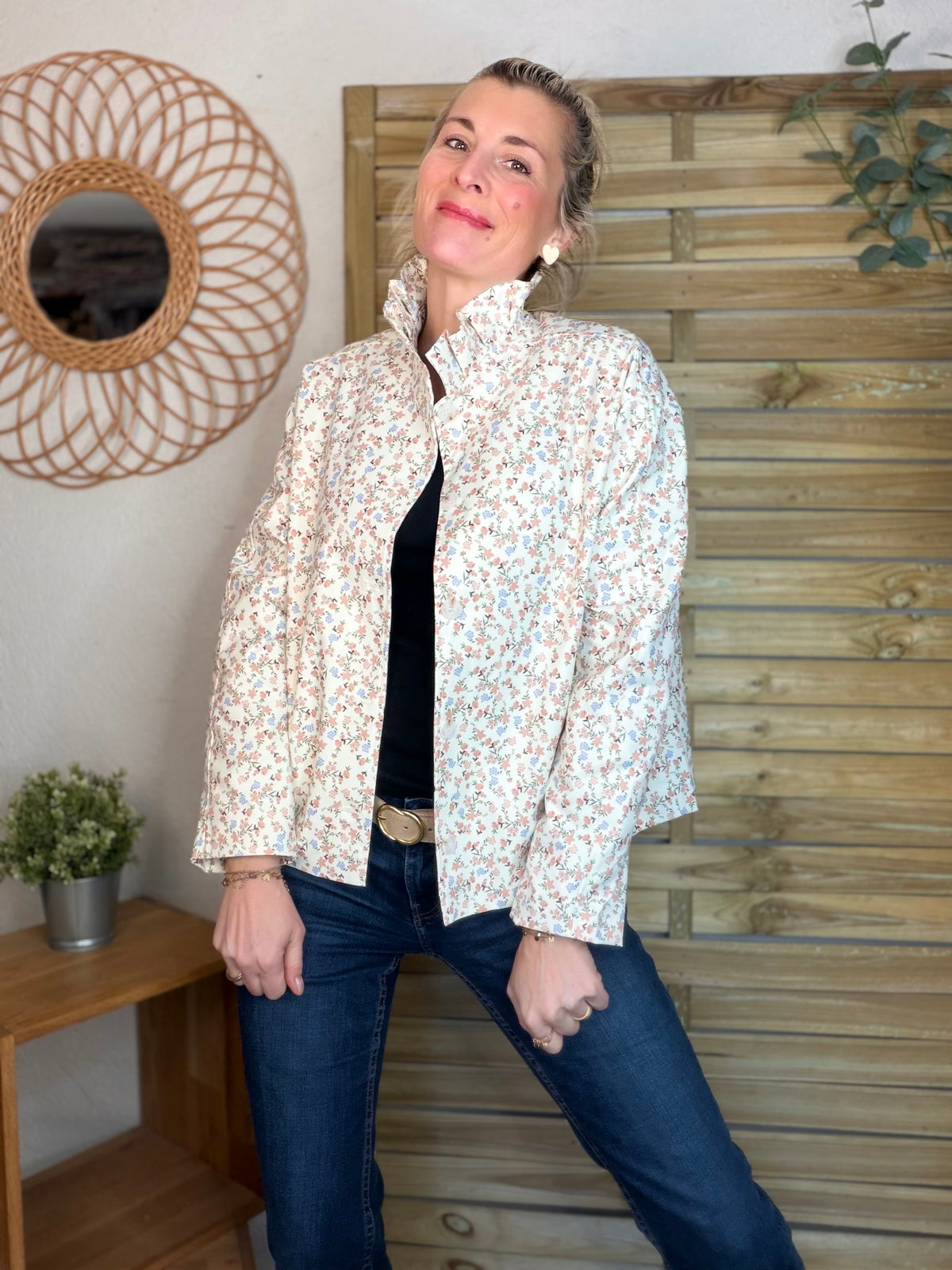 Veste col victorien NICKY Fleurie - FIN DE SÉRIE