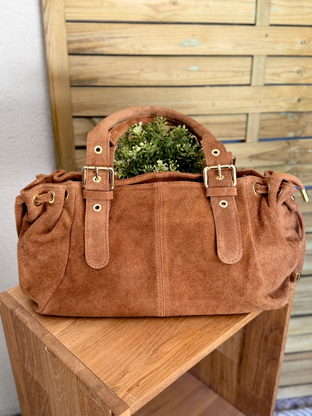 Sac à main en cuir daim GERY - Camel