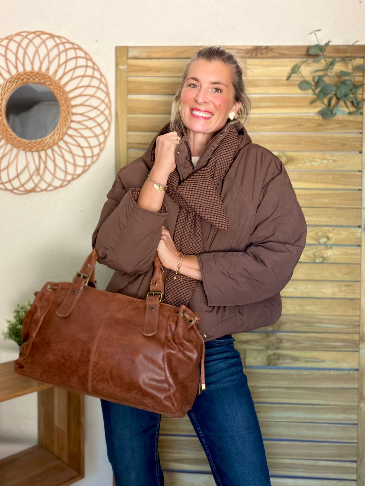 Veste matelassée capuche amovible réversible ODILE Chocolat