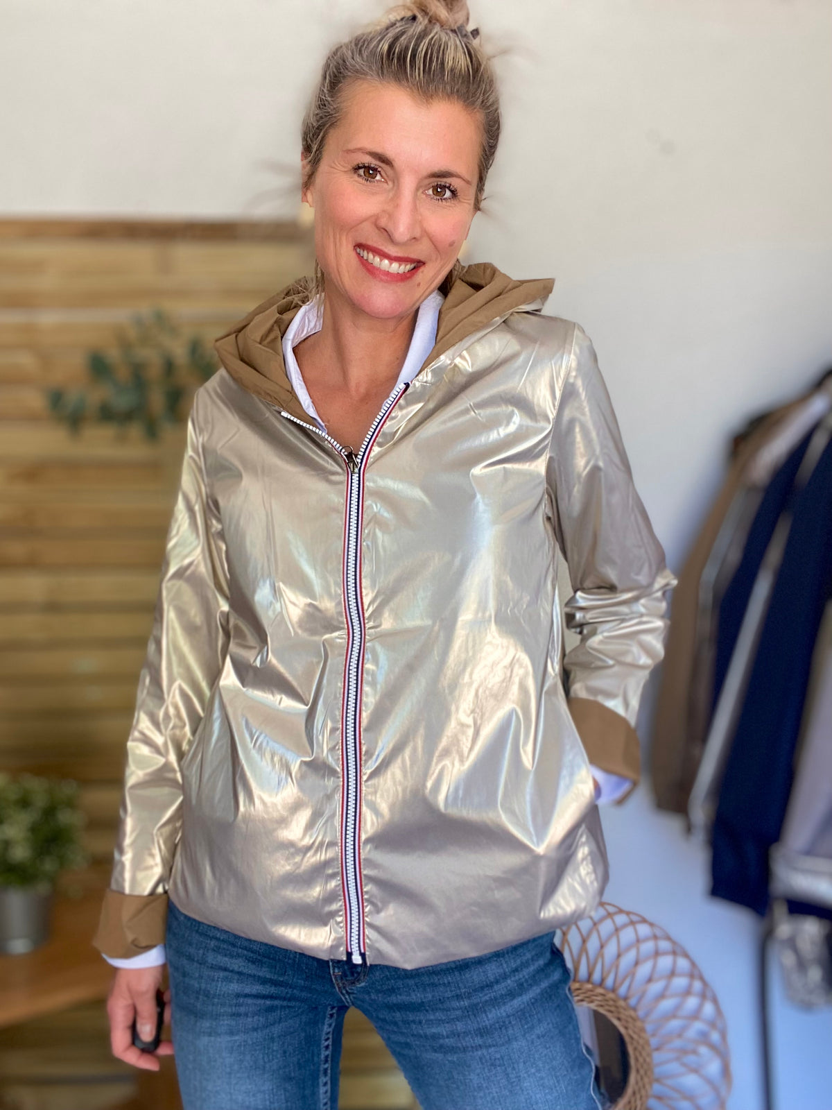 LAURA JO - Imperméable réversible GARANCE COURT léger - Camel/Doré