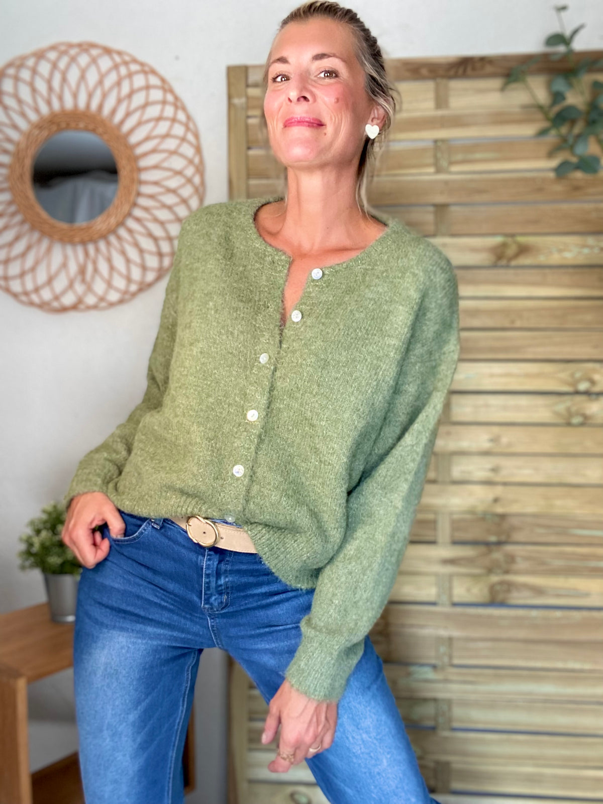 Gilet en maille MERYL - Olive