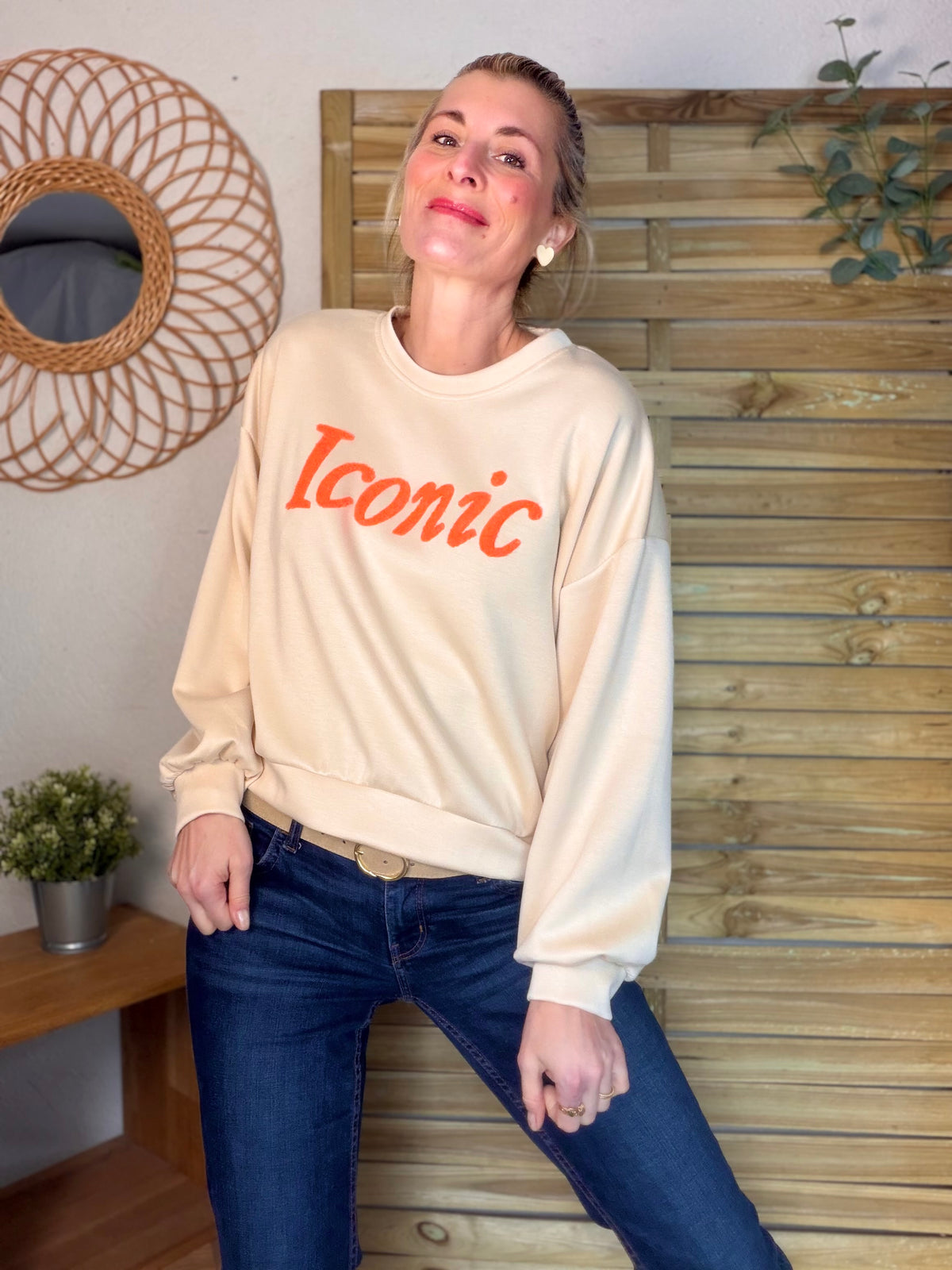 Sweat doux Iconic  - LAURINE Beige/Orange - FIN DE SÉRIE