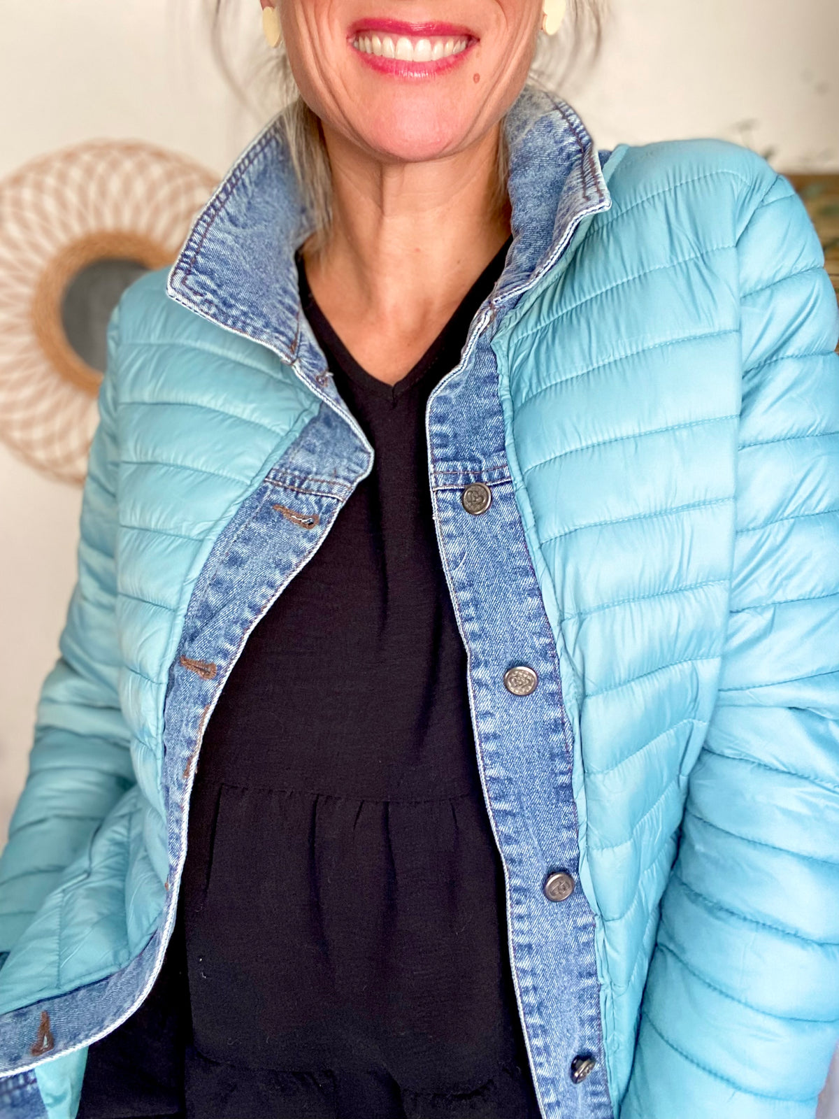 Veste Jean / Doudoune légère JACKIE - Vert sauge - FIN DE SÉRIE