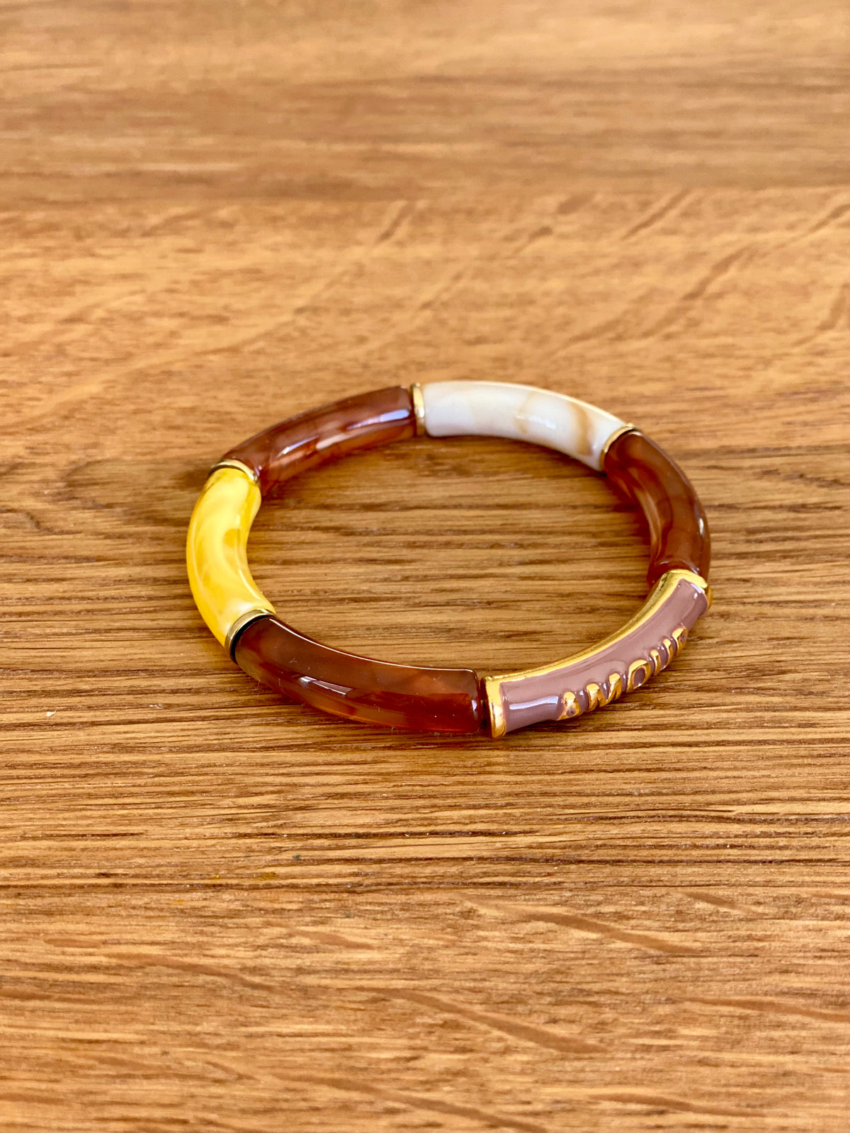 Bracelet élastique en résine multicolore Amour - ELLA (12 coloris au choix)