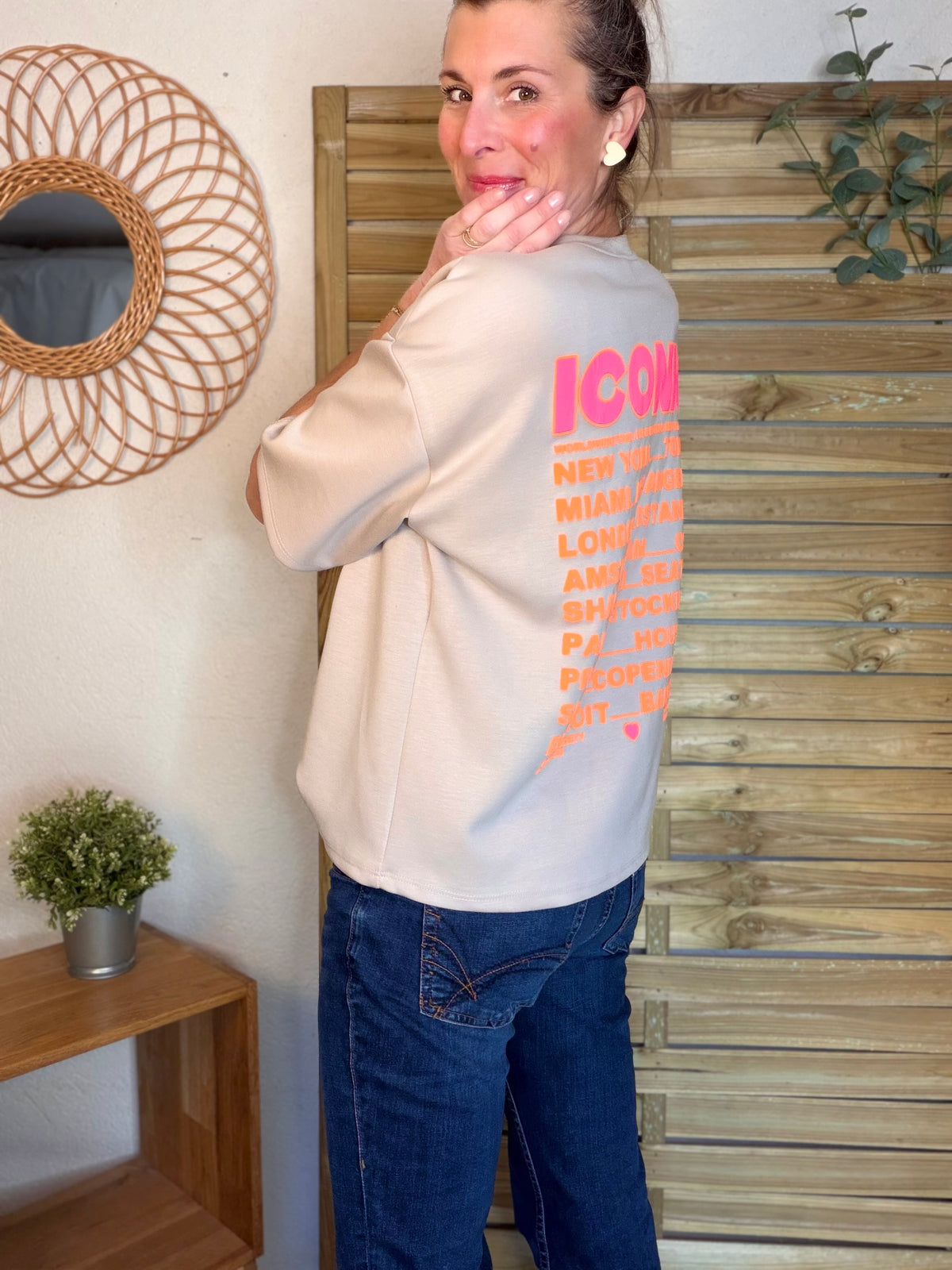 Tee shirt ICONIC matière sweat - THÉA Beige