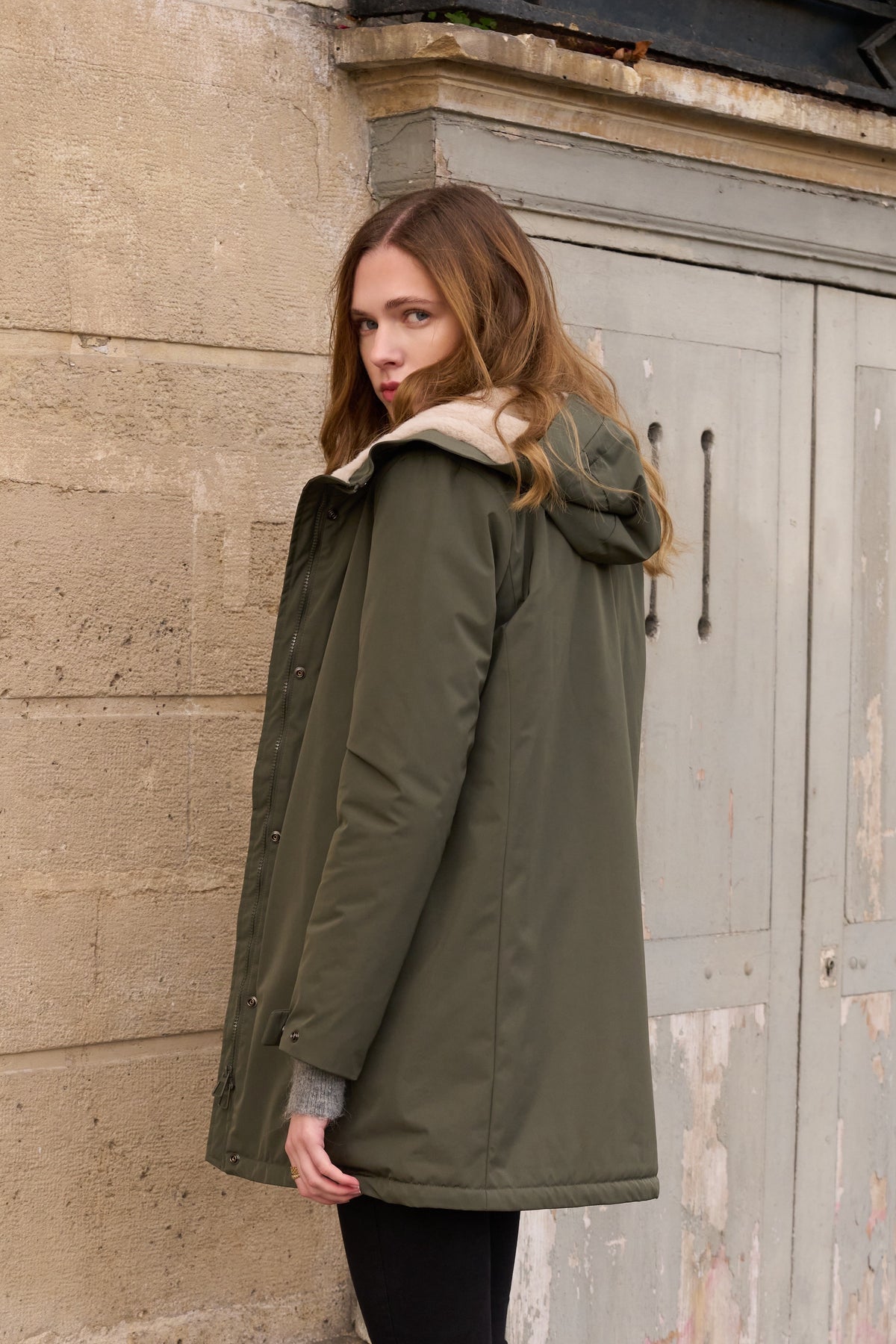 LAURA JO - Parka fourrée imperméable AMBRE LONG - Kaki / Beige