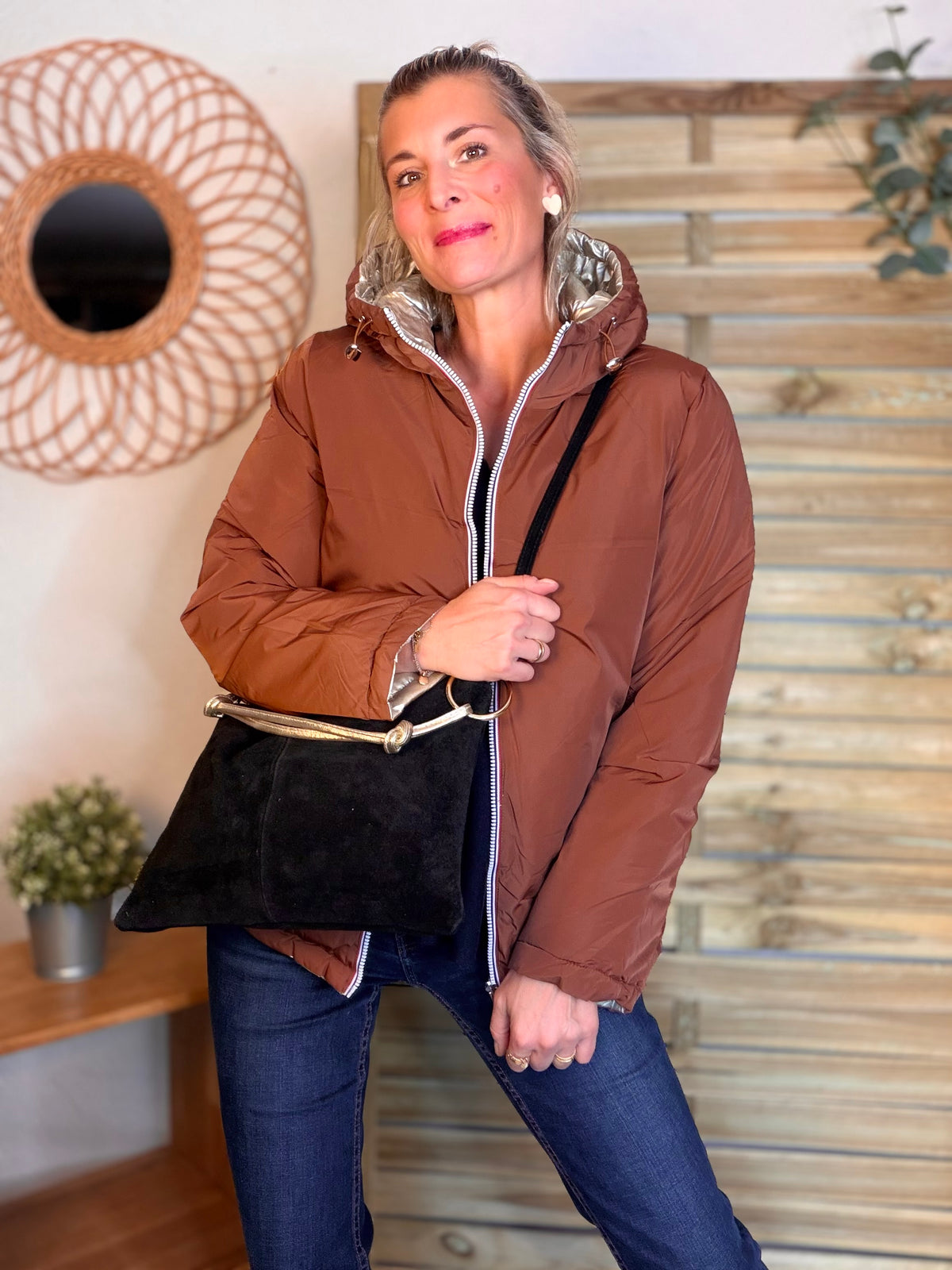Doudoune imperméable réversible ANGÈLE COURT - Rouille choco - MELYA MELODY
