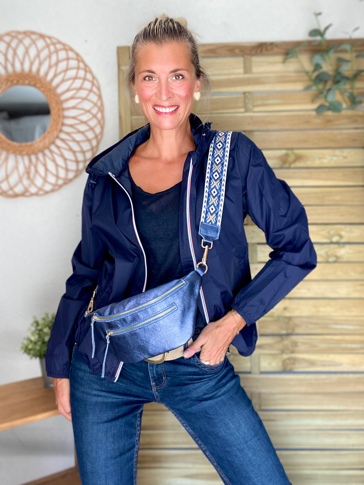 LAURA JO - Coupe vent imperméable ANNA COURT Bleu marine