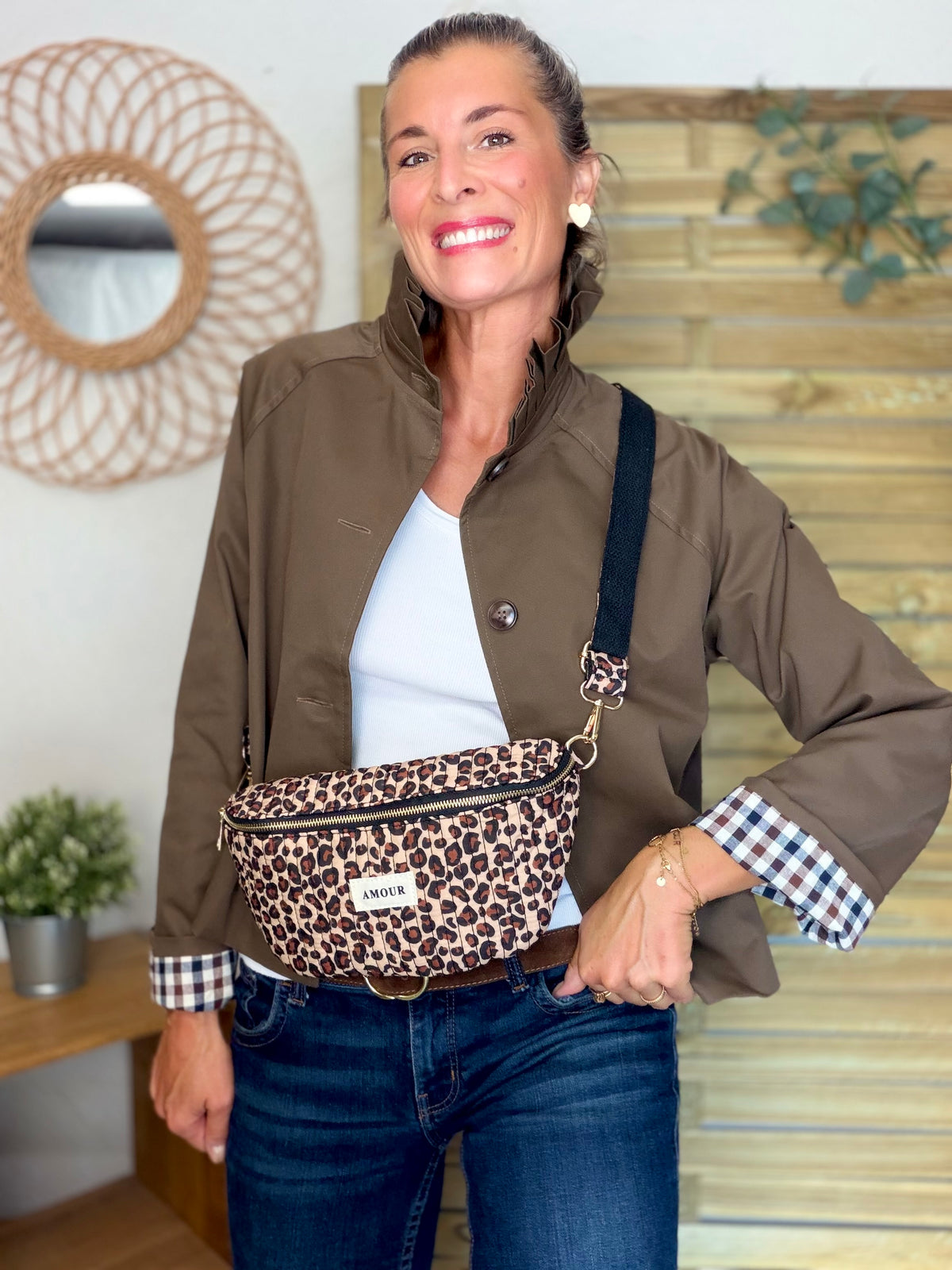 Veste Trench col victorien, revers carreaux - VICKY Café