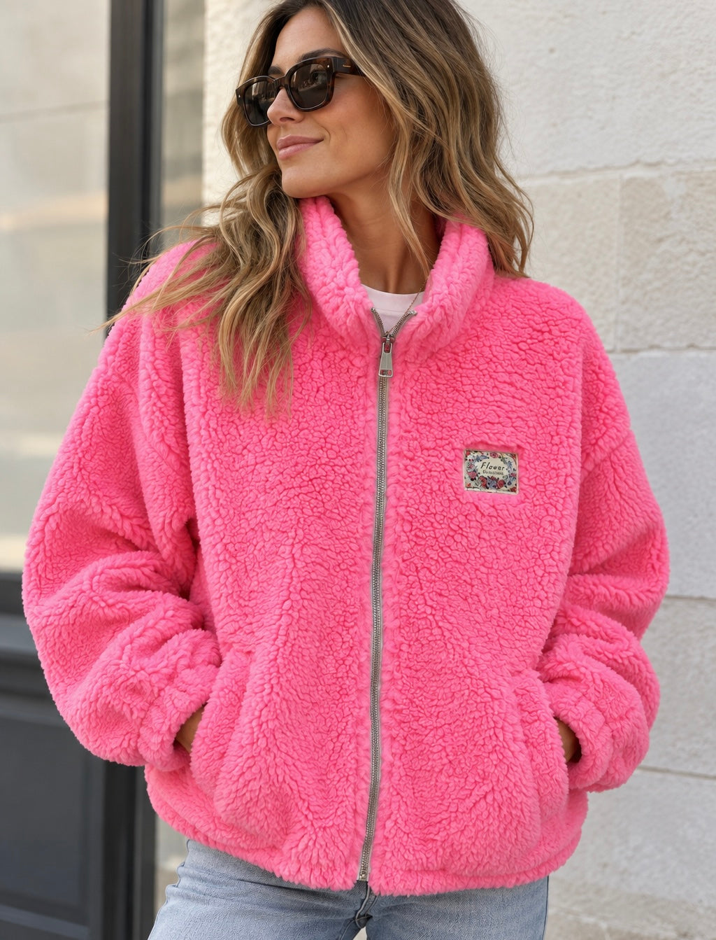 ⚡️ ARRIVAGE • Veste teddy Sherpa zippée LÉONIE Rose bonbon
