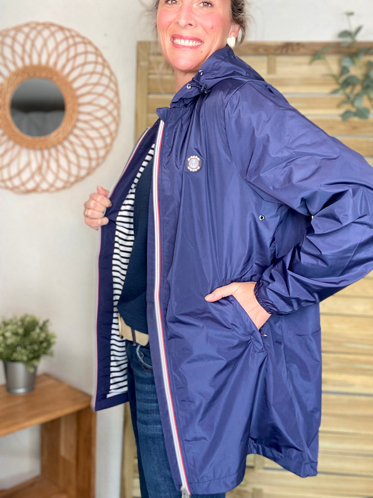 Imperméable doublé unisexe CÉLESTE - LE PETIT BRETON - Bleu Marine (taille petit) - FIN DE SÉRIE