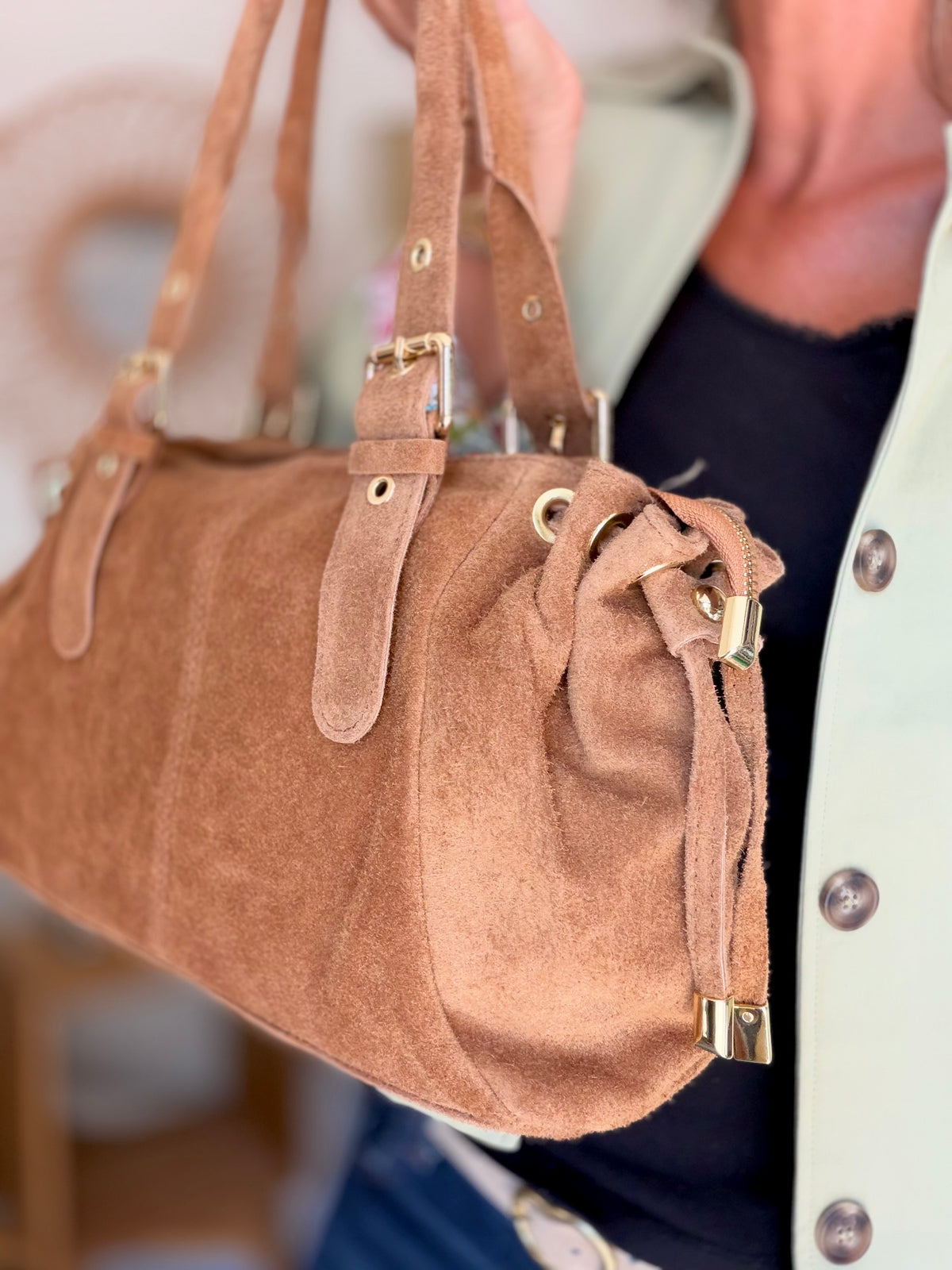 Sac à main en cuir daim GERY - Camel
