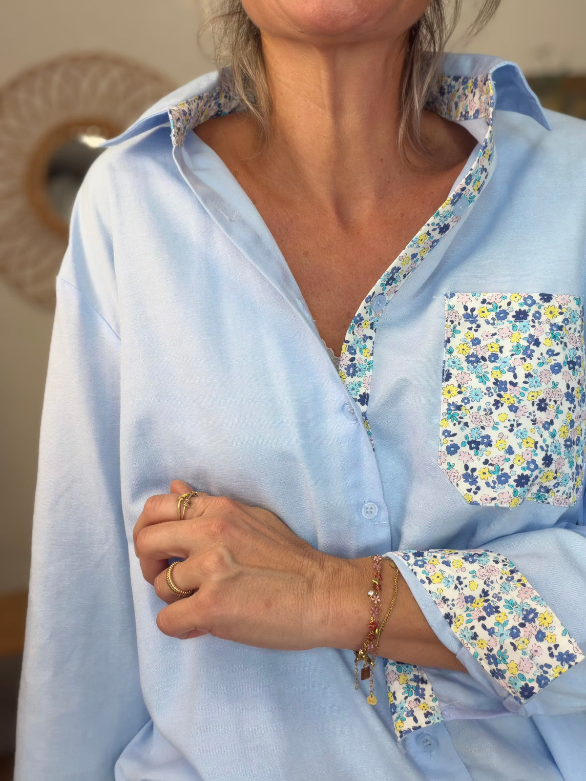 Chemise avec Liberty AZÉLIE Bleue