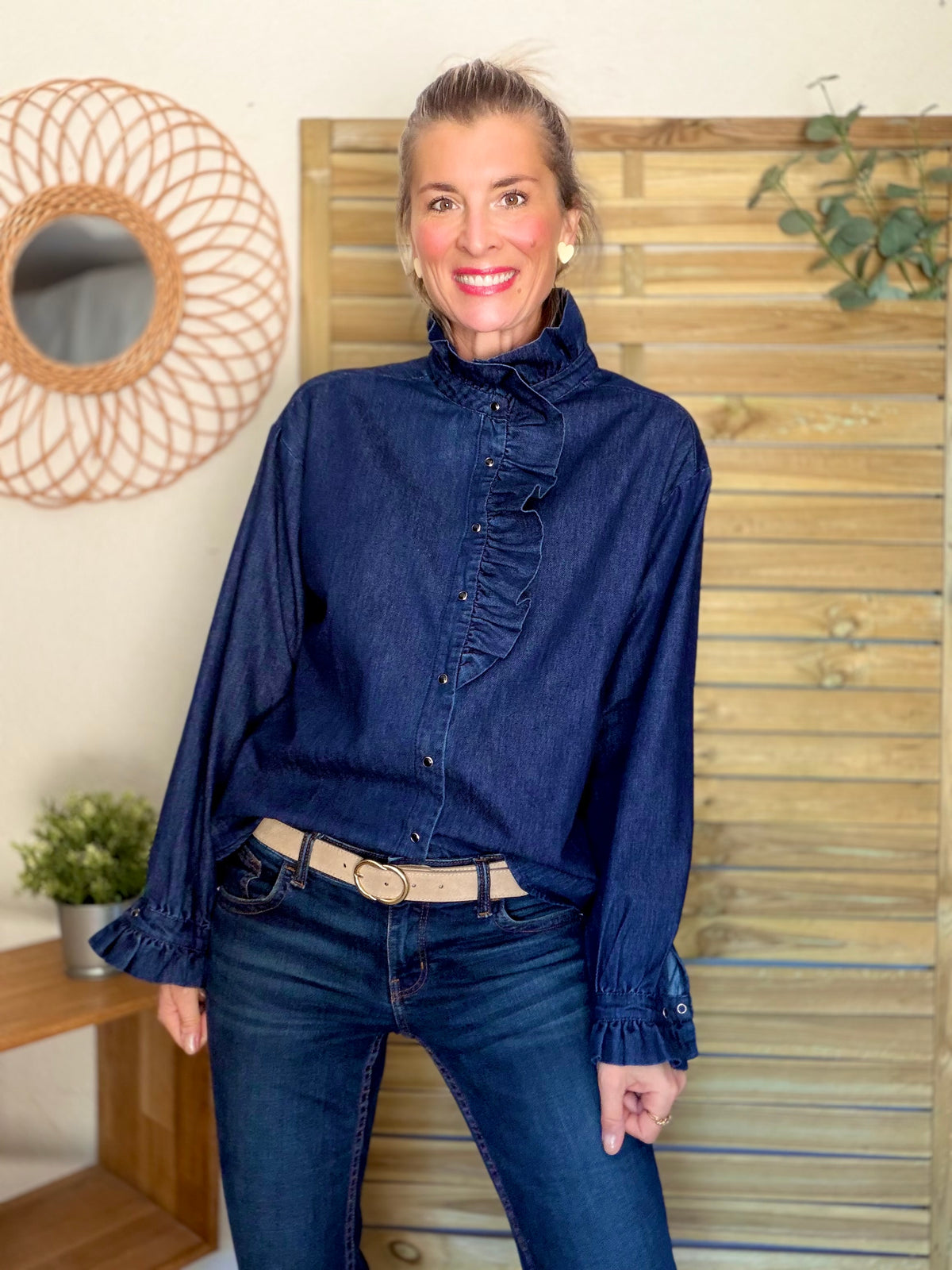 Chemise Denim brut col victorien SOPHIE