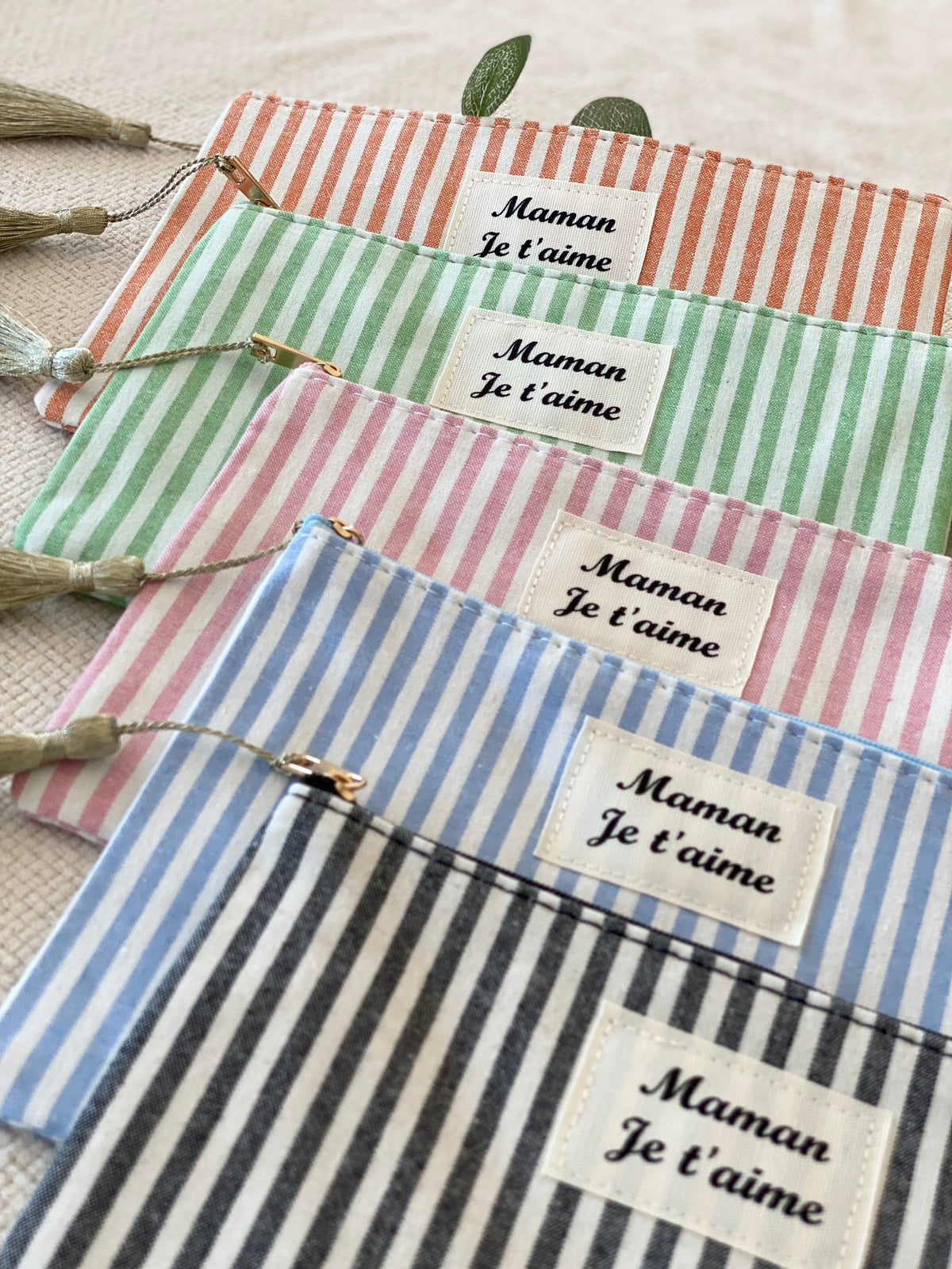 Pochette XL rayée «Maman je t’aime» - SARAH
