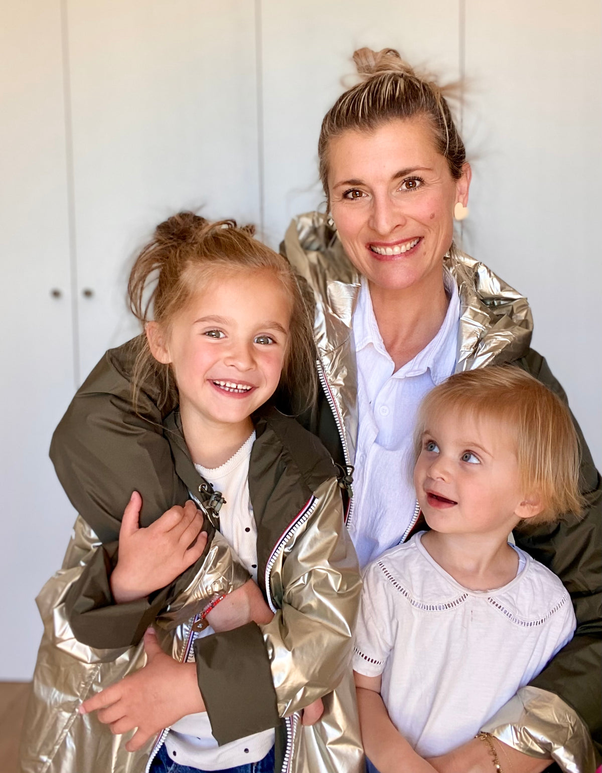 Imperméable réversible rembourré LOUISON KIDS enfant (mixte) - Kaki / Doré • DÉSTOCKAGE sur Taille 6 ans