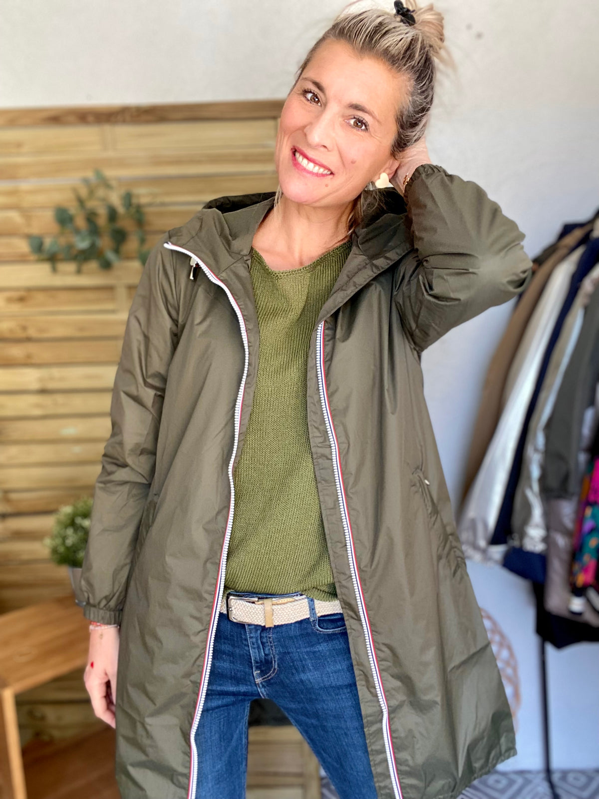 Imperméable mi-saison doublé SOLINE LONG - Kaki - LAURA JO - FIN DE SÉRIE