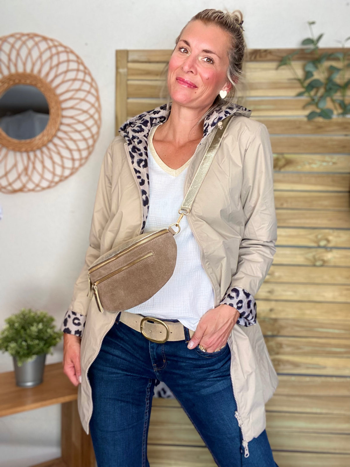 LAURA JO - Imperméable réversible rembourré LOUISON LONG - Beige / Léo