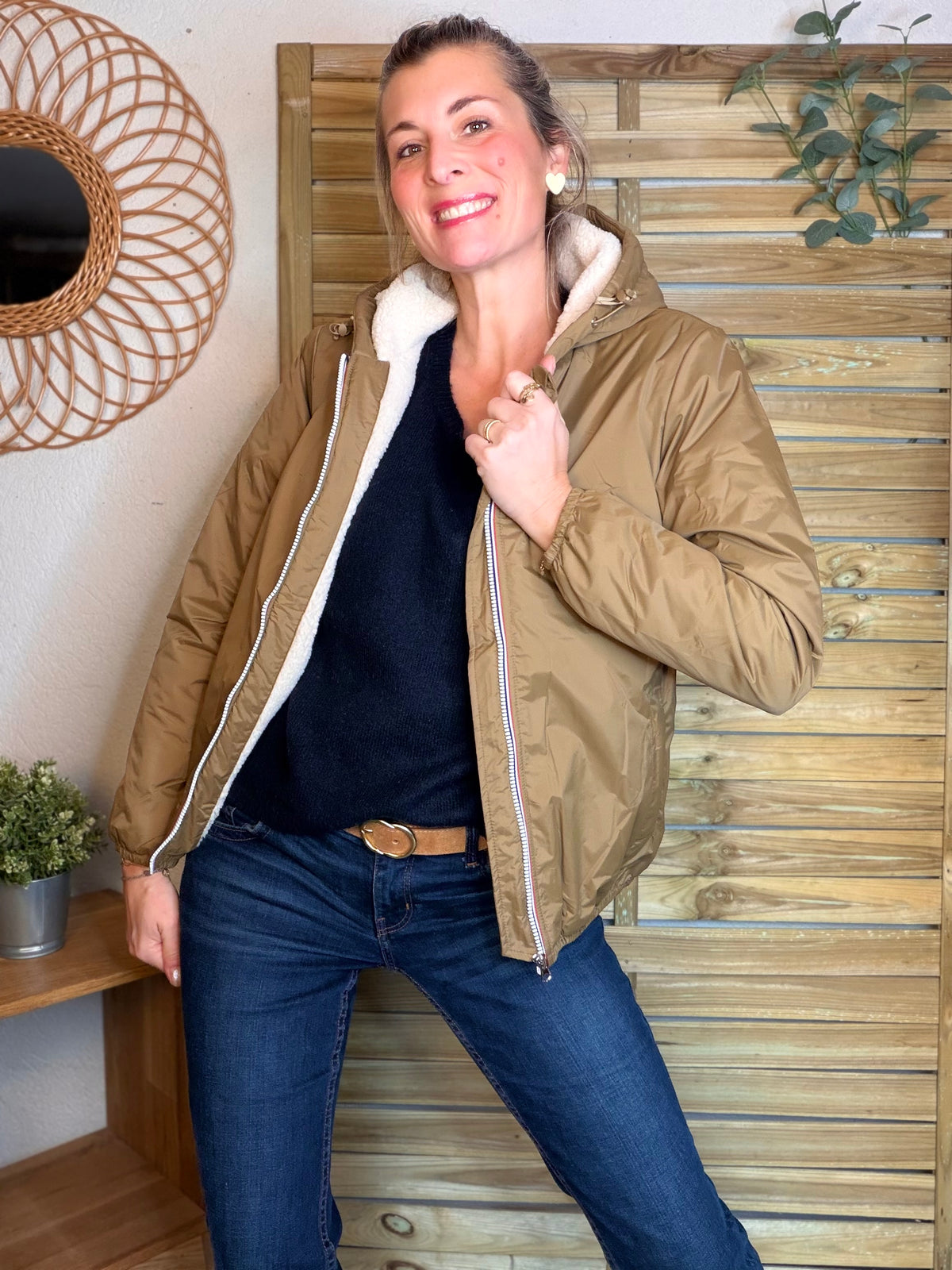 LAURA JO - Parka Imperméable LOUISE COURT sherpa - Camel