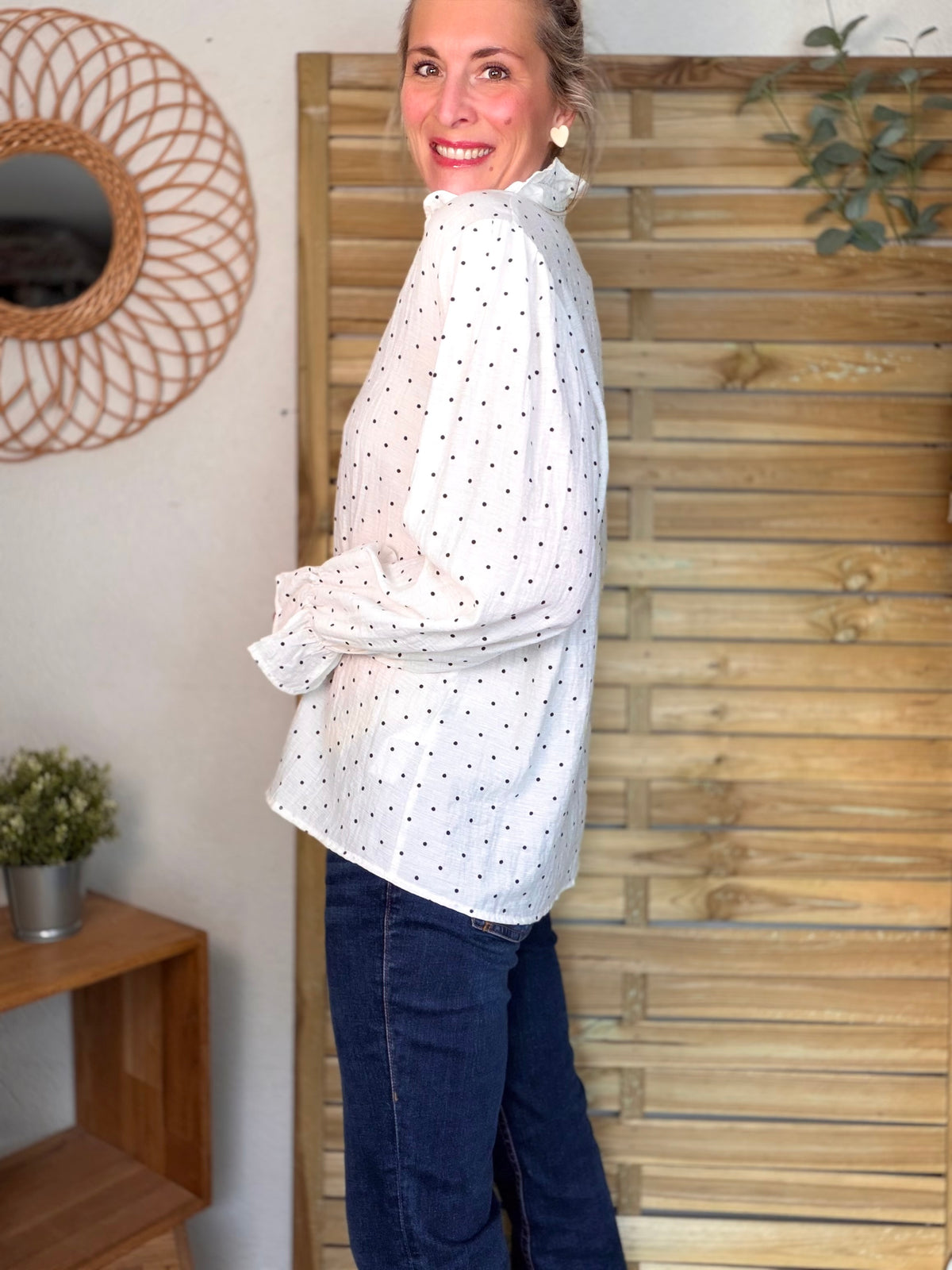 Blouse écrue à pois MAËLYS - FIN DE SÉRIE