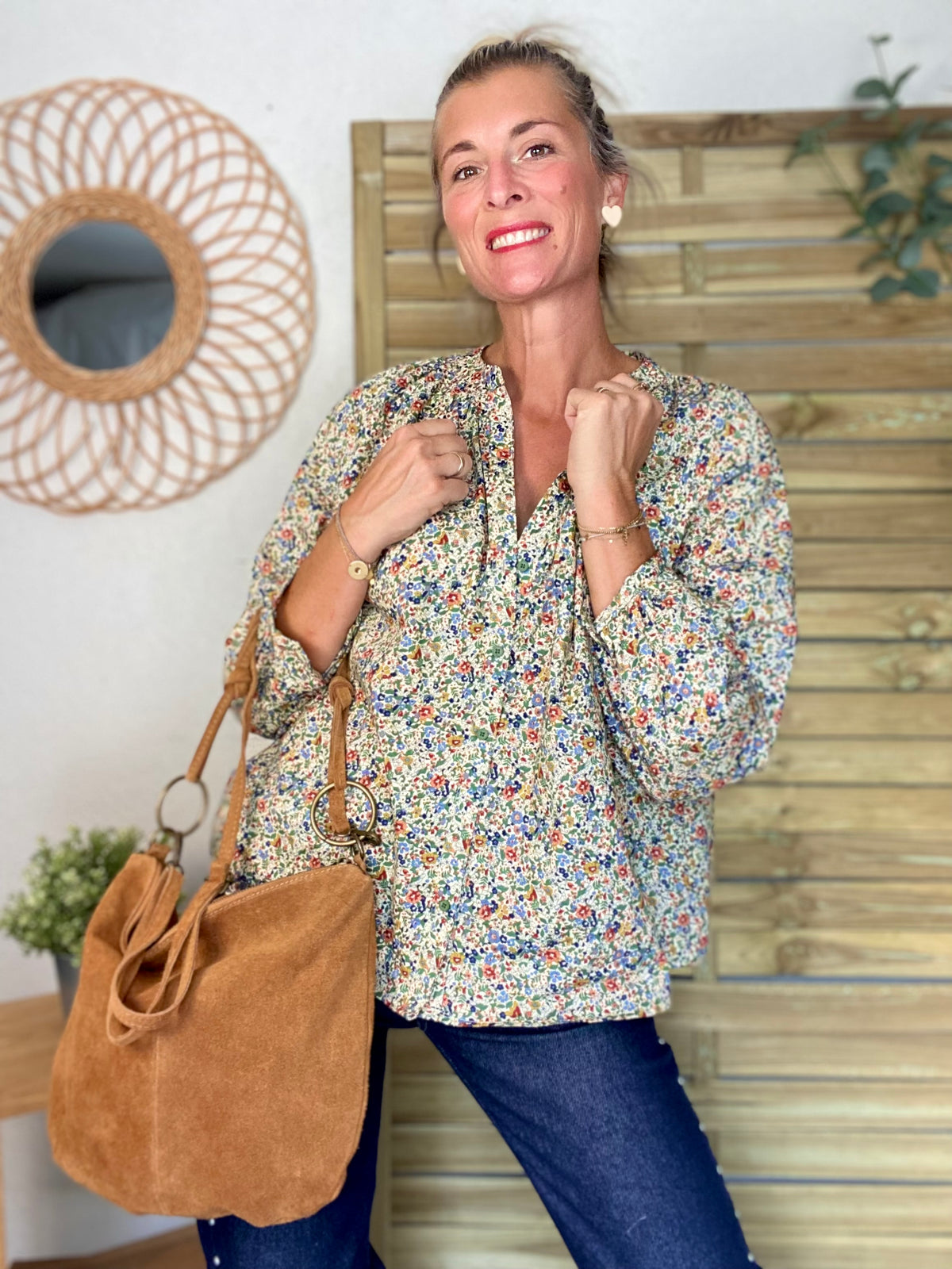 Chemise ample Liberty vert SYBILLE - FIN DE SÉRIE
