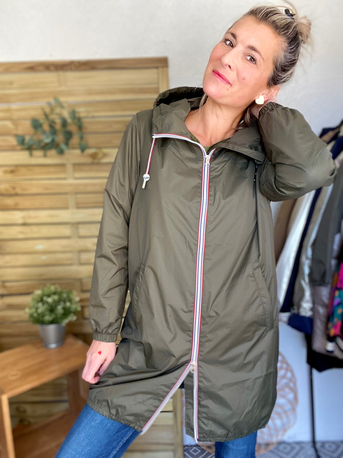 Imperméable mi-saison doublé SOLINE LONG - Kaki - LAURA JO - FIN DE SÉRIE