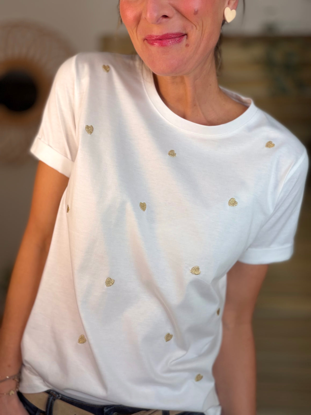 Tee shirt cœurs brodés dorés 💛 TESSA - FIN DE SÉRIE