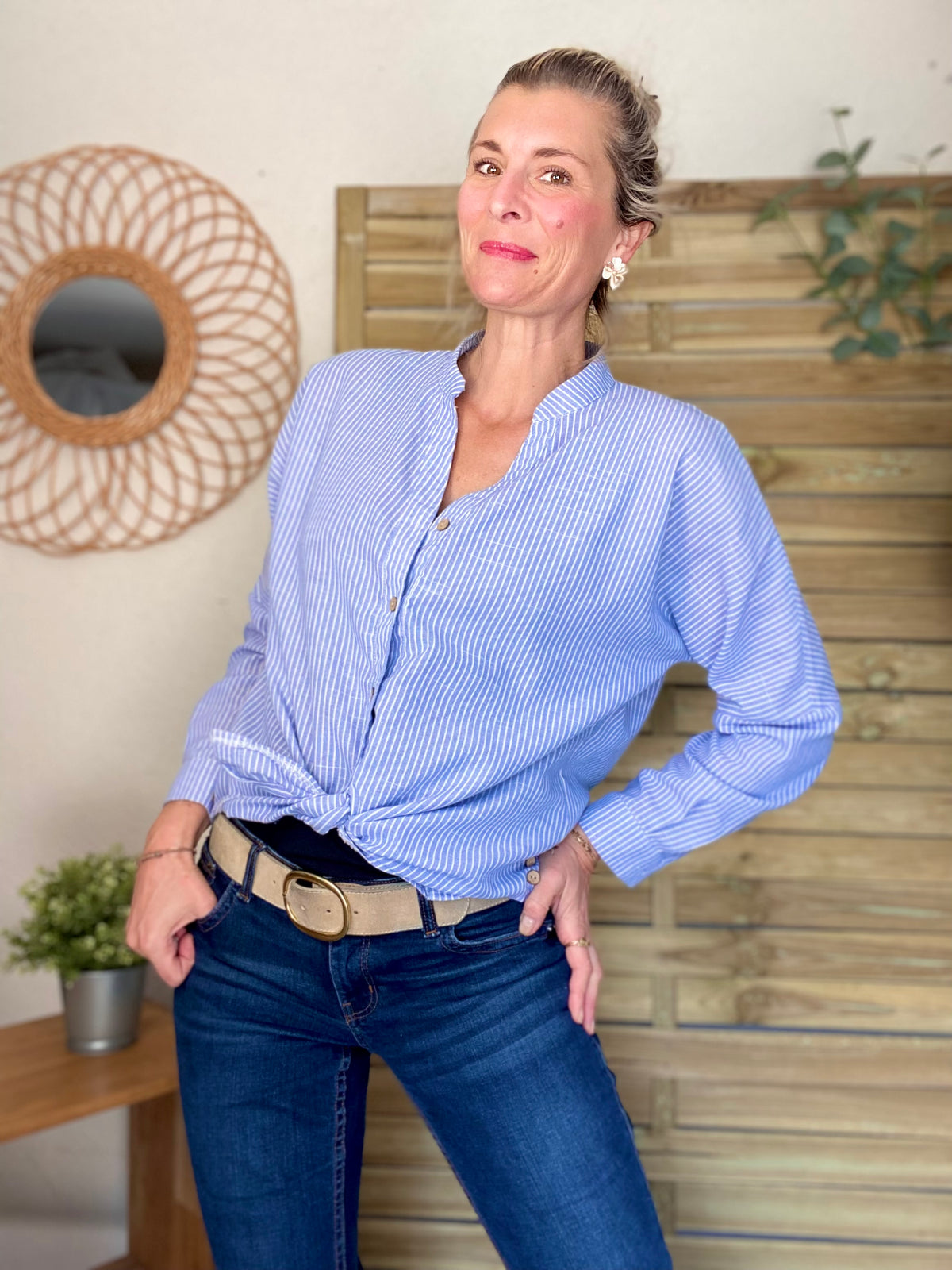 Chemise à rayures bleues (avec ou sans coeur💛)- MARGOT