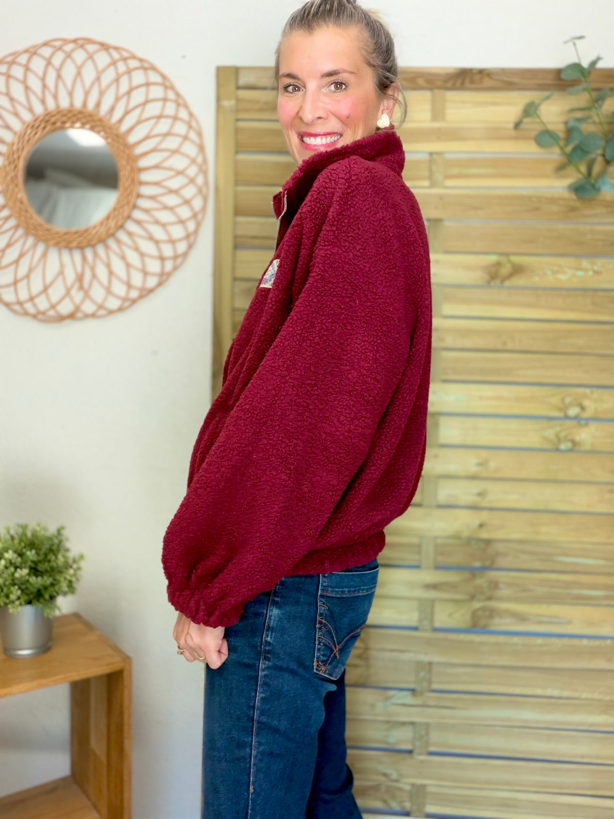 ⚡️ ARRIVAGE • Veste teddy Sherpa zippée LÉONIE Bordeaux