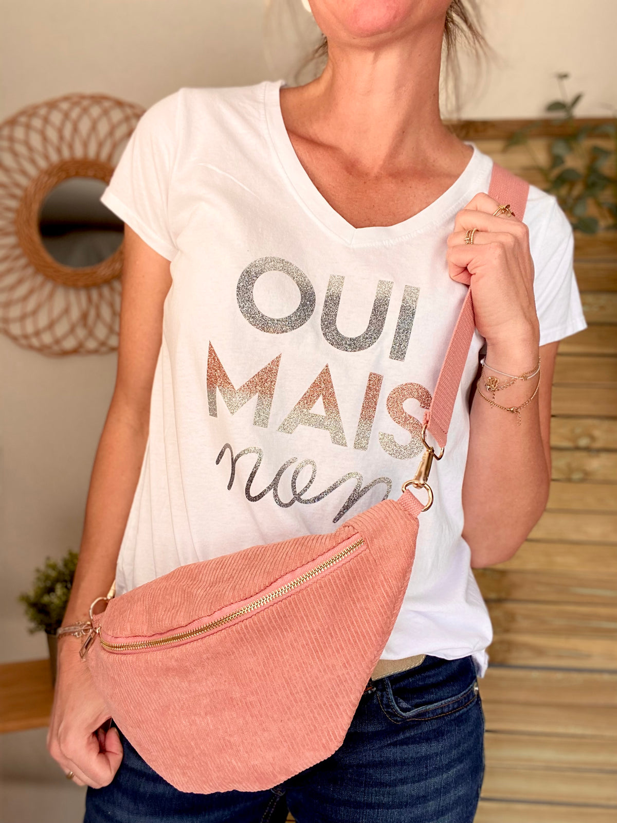 Sac banane XL velours côtelé Ciao Boum - IVY - Rose (20 coloris)