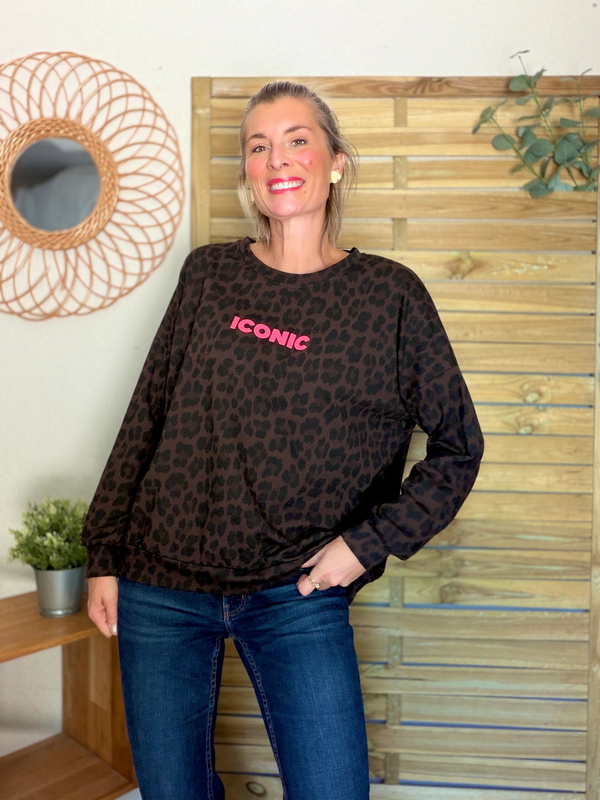 Sweat ICONIC léger 100% coton FAUSTINE Léo choco (taille 34 à 46)